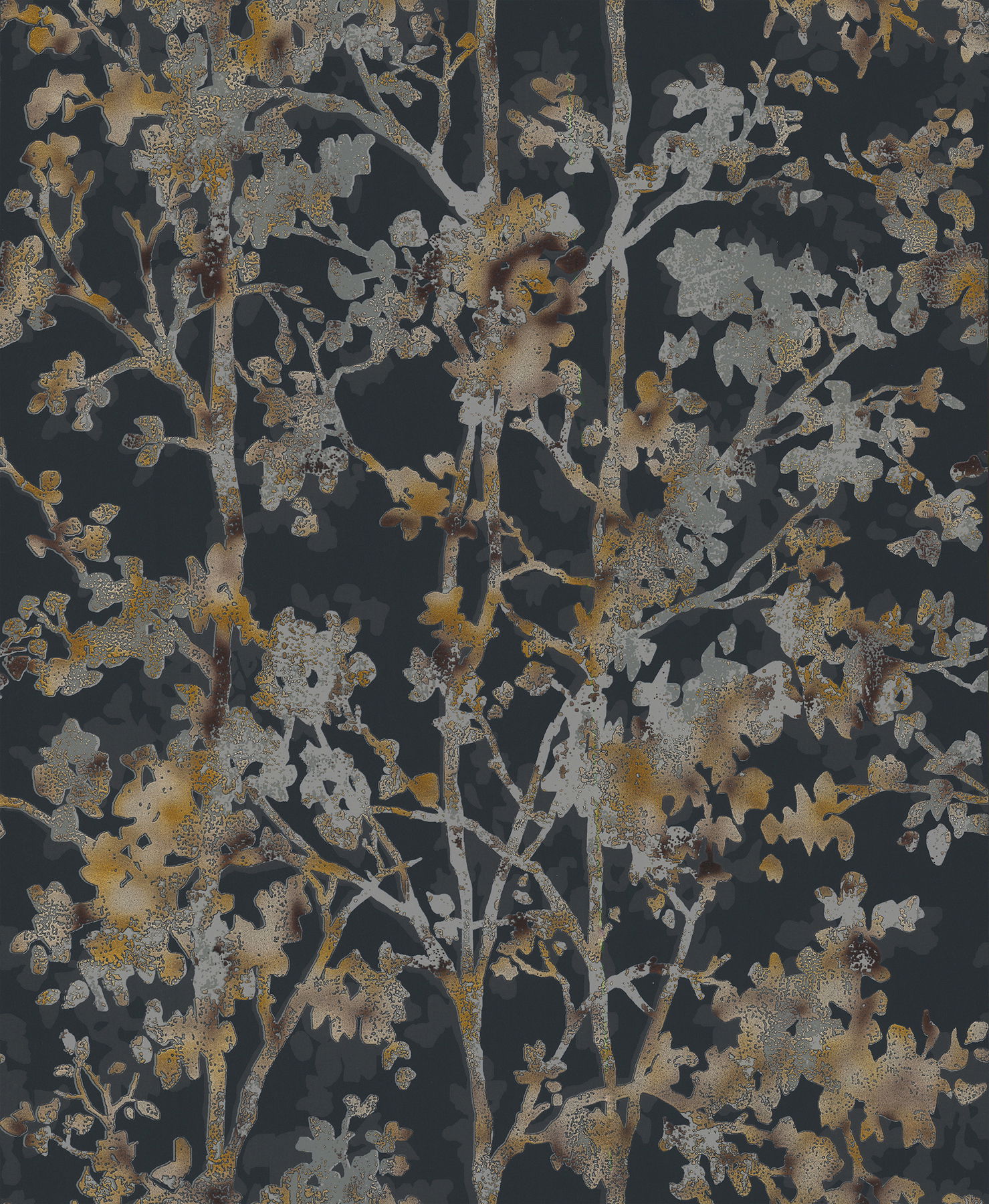 Shimmering Foliage Black Wallpaper, by York Wall, 32'9.6" length x 1'8.8" width x 0.02" depth View 1