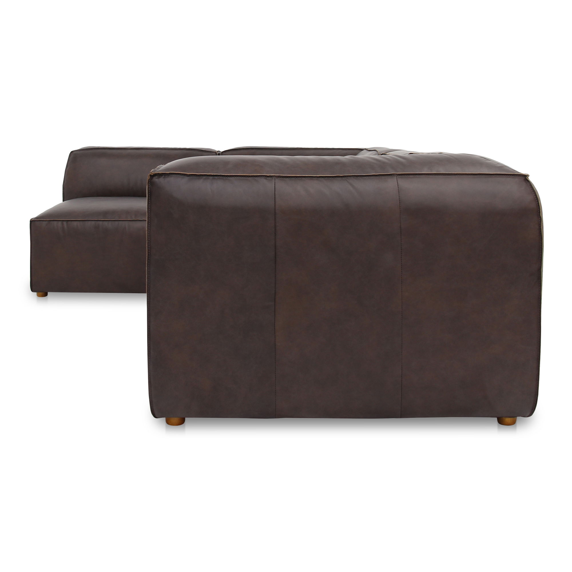 Form Signature Modular Sectional Espresso Brown Leather, Sectional Sofa by Moe's Home, 112" width x 26" height x 71.5" depth View 3