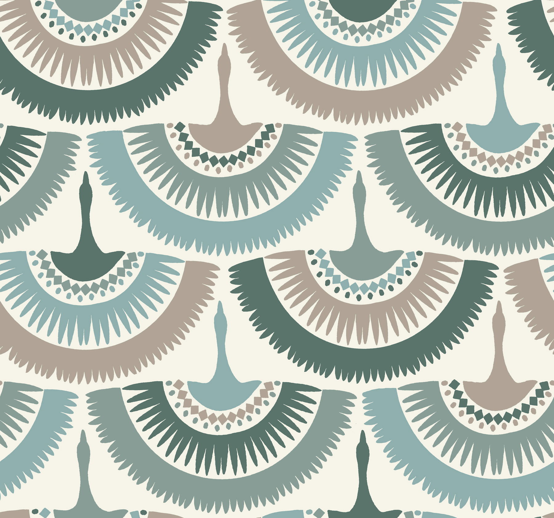 Feather & Fringe Green Wallpaper large image 