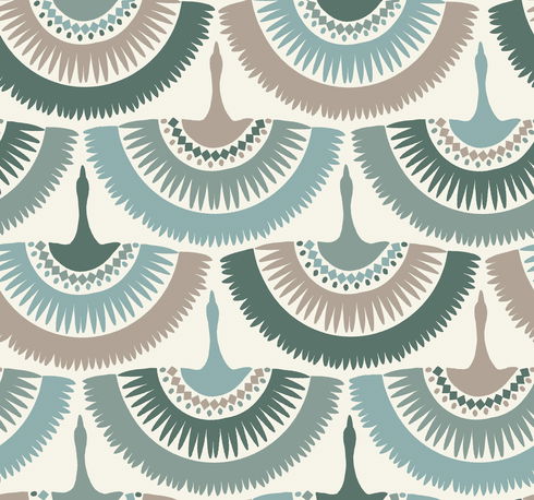 Feather & Fringe Green Wallpaper