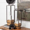 Orionis Large Wood with Black Metal Lantern Candle Holder, Lighting by Mercana, 6.69" length x 6.69" width x 23.82" height thumbnail 3