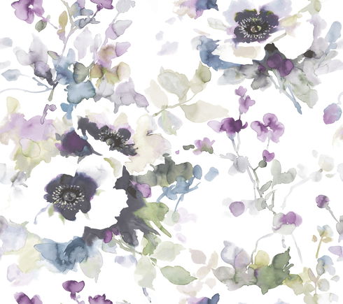 Garden Anemone Lilac & Green Peel & Stick Wallpaper