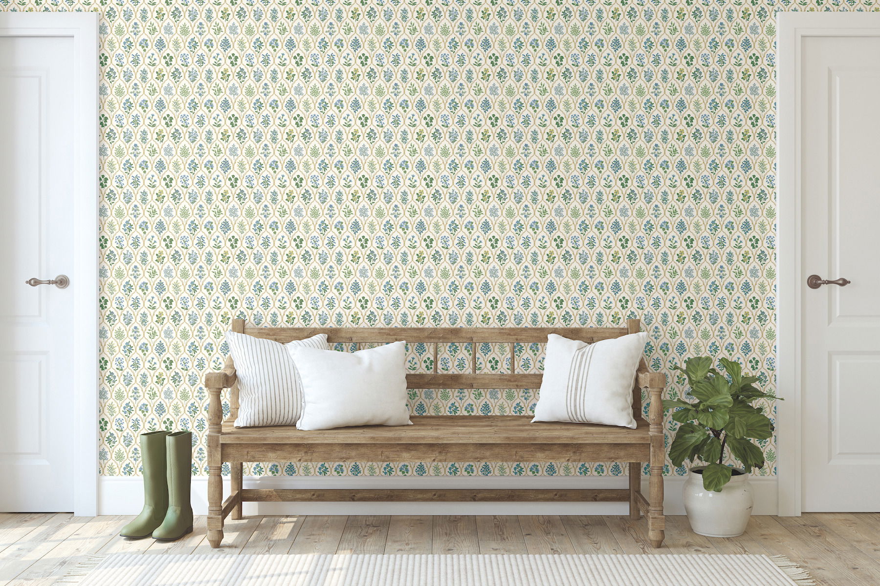 Hawthorne Blue & Green Wallpaper large image 