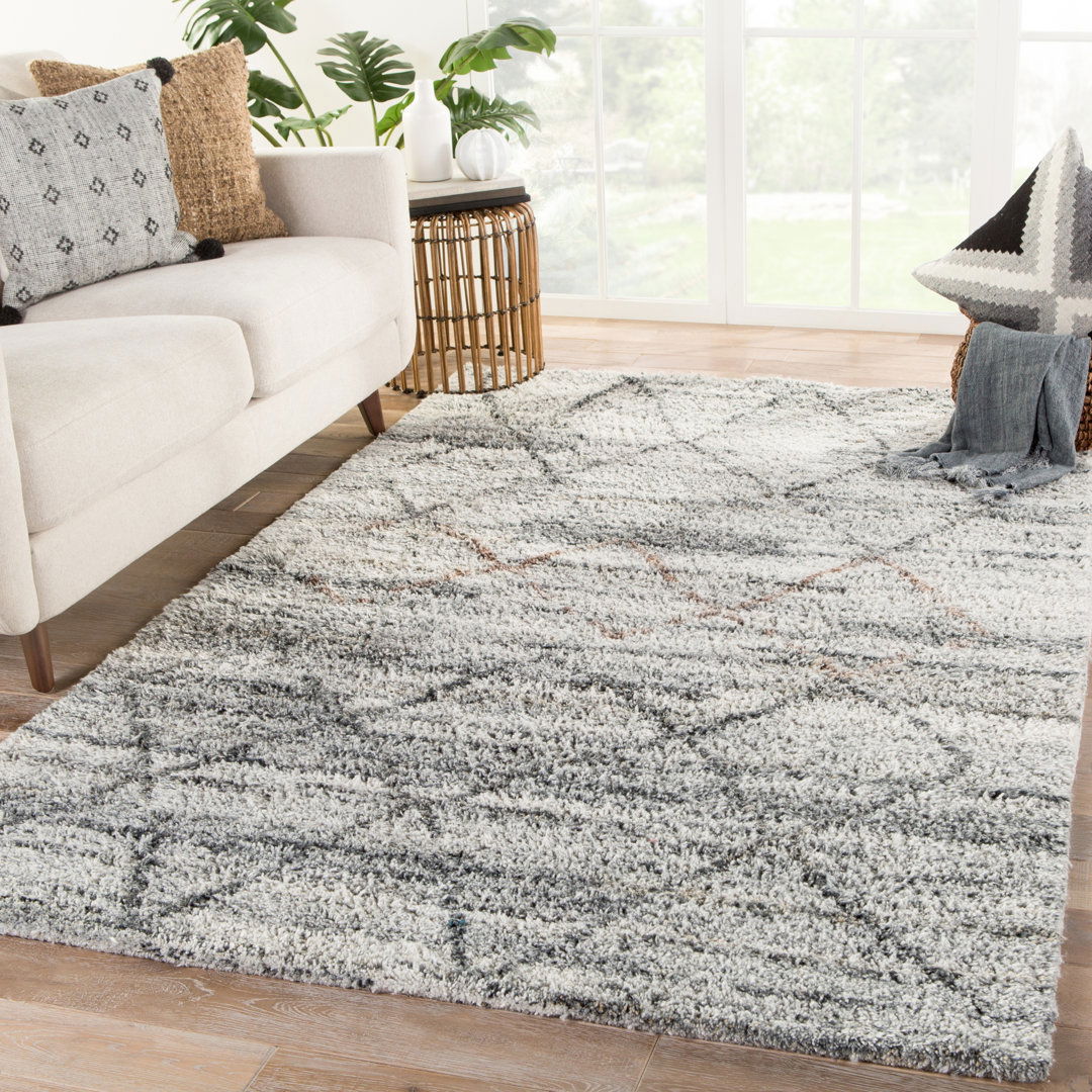 Jaipur Living Kenzi Handknotted Trellis Gray Brown Area Rug large image 