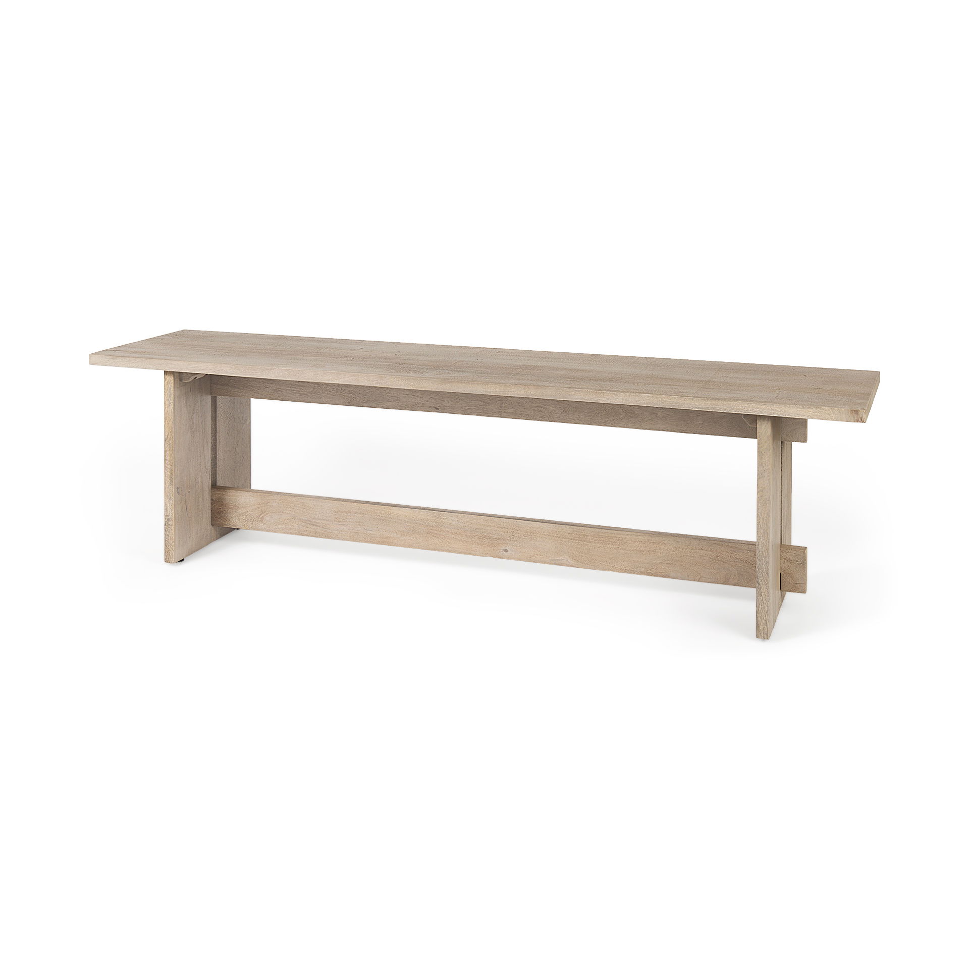 Aida 18H Light Gray Wood Dining Bench, Benche by Mercana, 66" length x 16" width x 18" height View 1