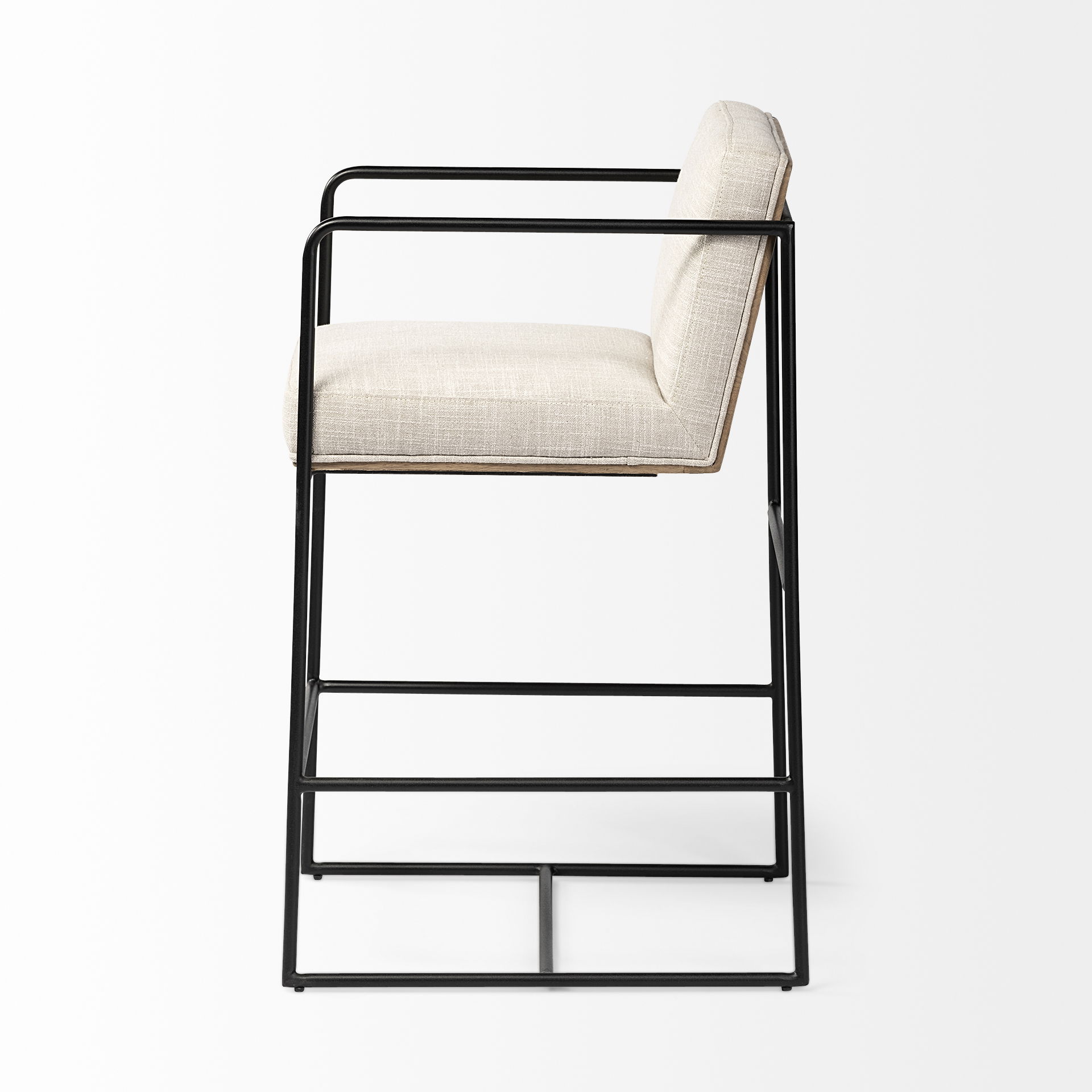 Stamford 36' Total Height Light Beige Upholstered Seat with Wood Back, Metal Frame Counter Stool, Counter & Bar Stool by Mercana, 18.25" length x 22.5" width x 36.75" height View 6