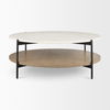 Larkin Marble Top with Brown Wood Shelf Round Coffee Table, by Mercana, 42" length x 42" width x 16" height thumbnail 3