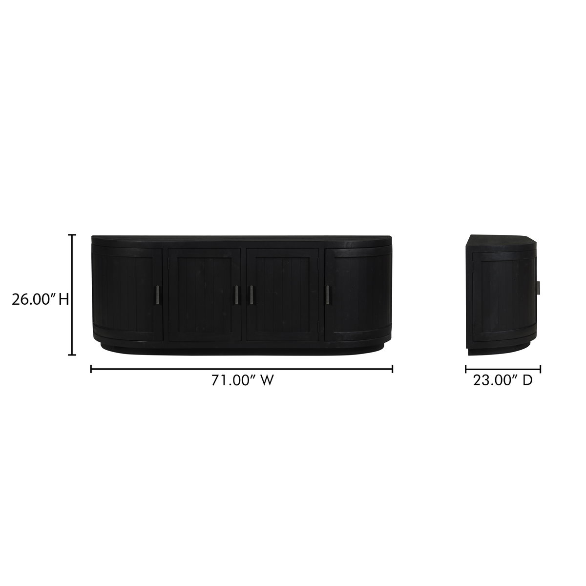 Nicola Media Cabinet Black, Media Console by Moe's Home, 70.9" width x 26" height x 17.7" depth View 13
