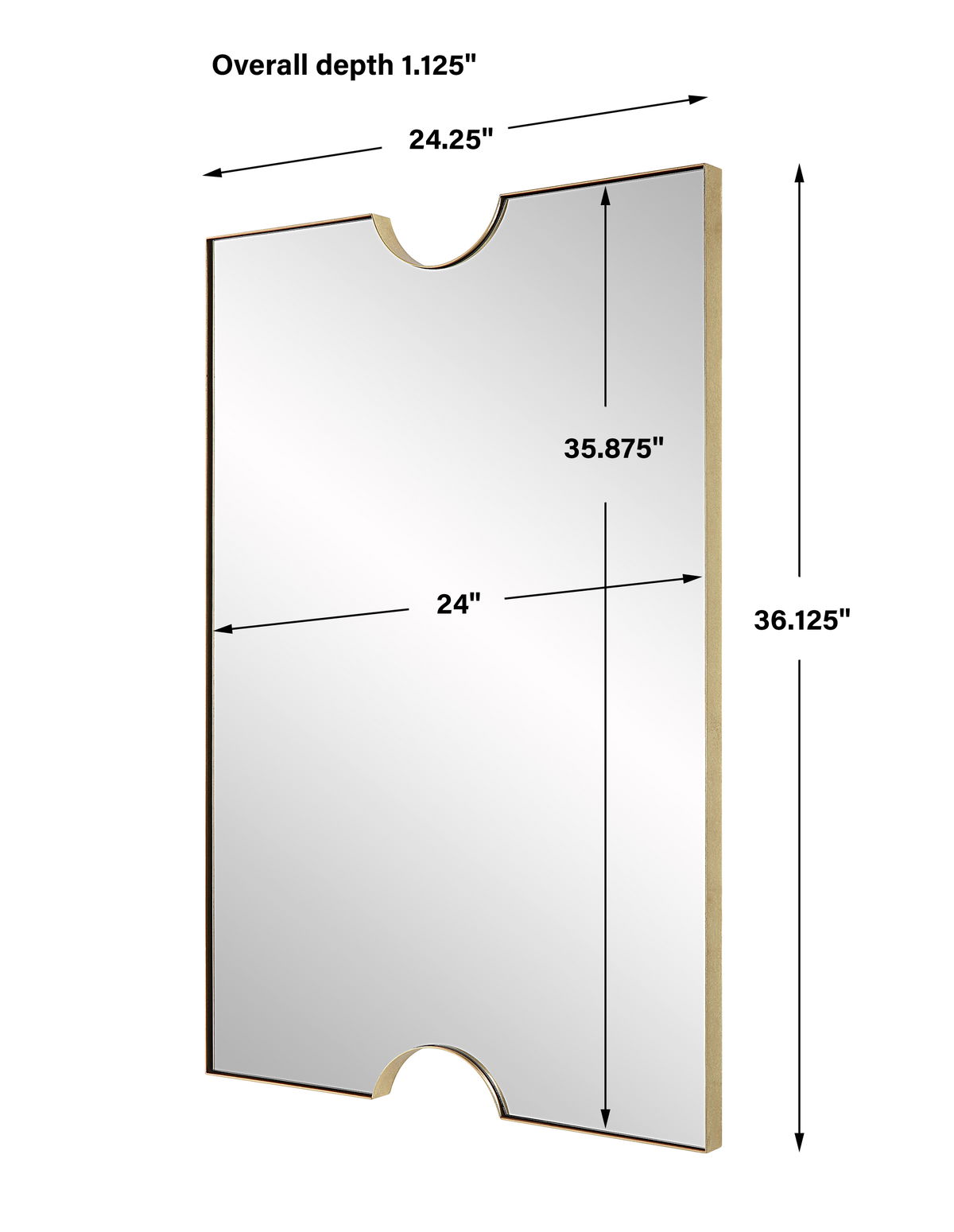 Ticket Gold Vanity Mirror, by Uttermost, 1'11.75" width x 2'11.5" height x 1.12" depth View 3