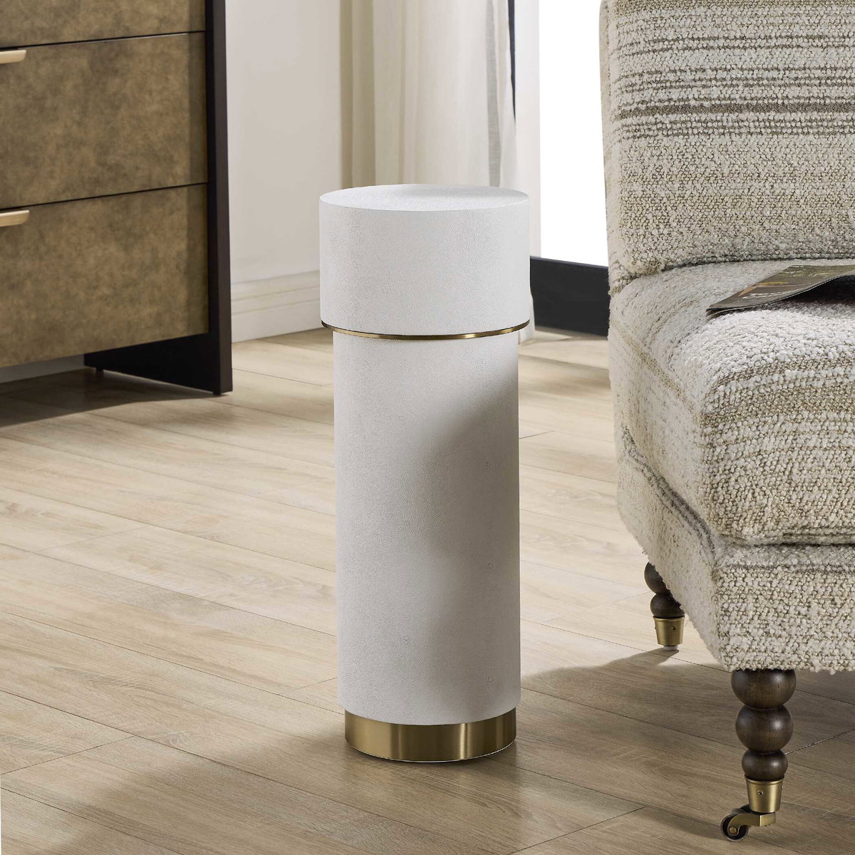 Wessex White Drink Table, Side & End Table by Uttermost, 8.5" width x 22.5" height x 8.5" depth View 3