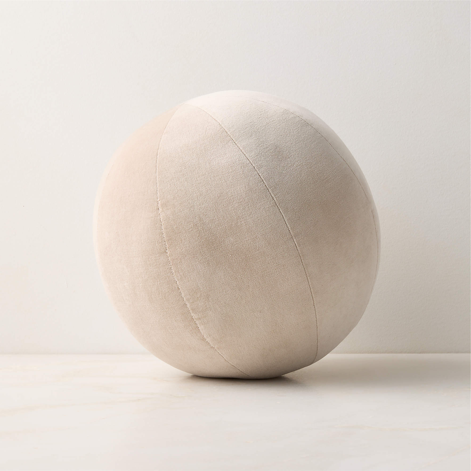 Online Designer Home Office Terre Light Taupe Velvet Sphere Throw Pillow 12"