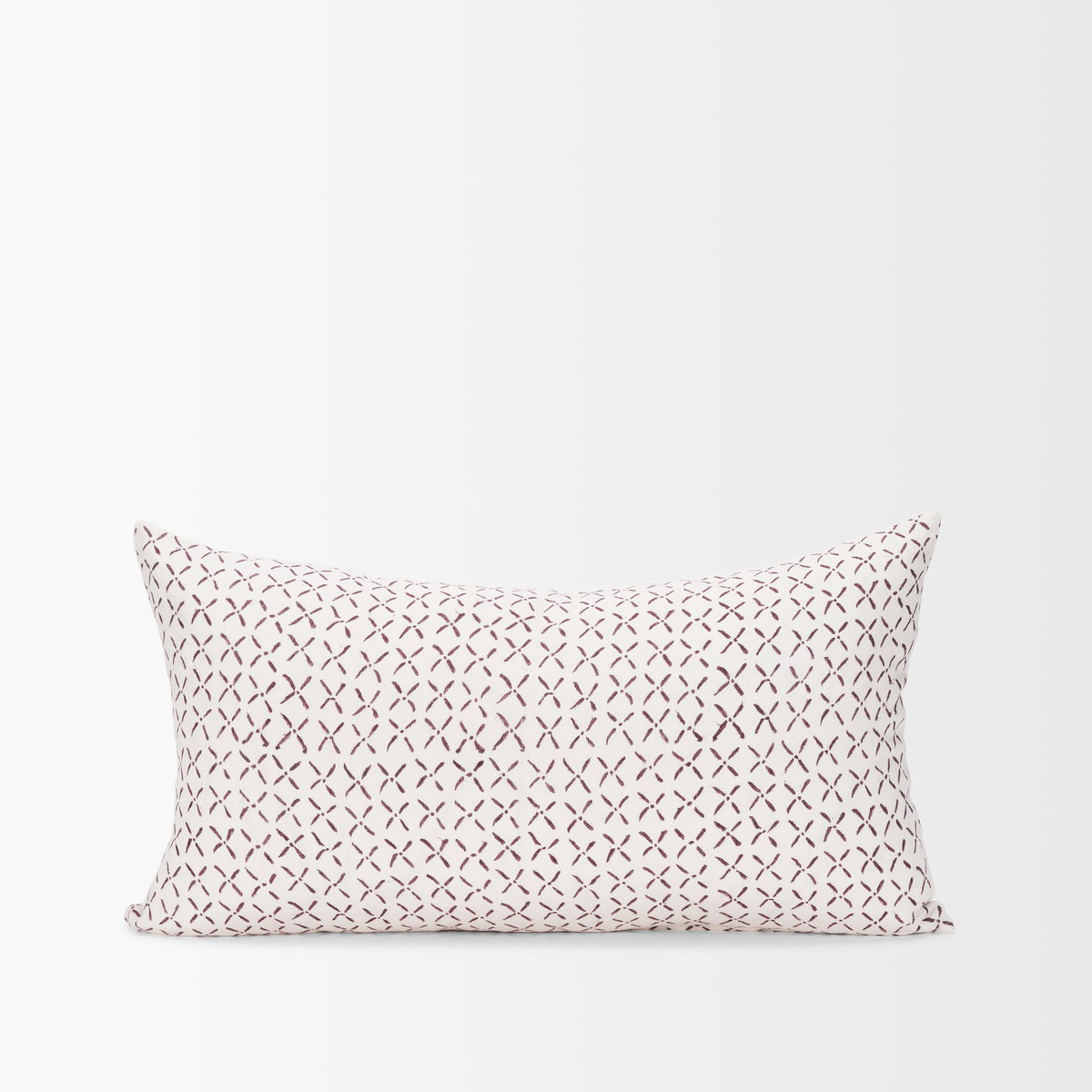 Jayden 14x26 Cream with Merlot Print Linen Lumbar Pillow Cover, Decorative Pillow by Mercana, 14" length x 26" width x 0.2" height View 3