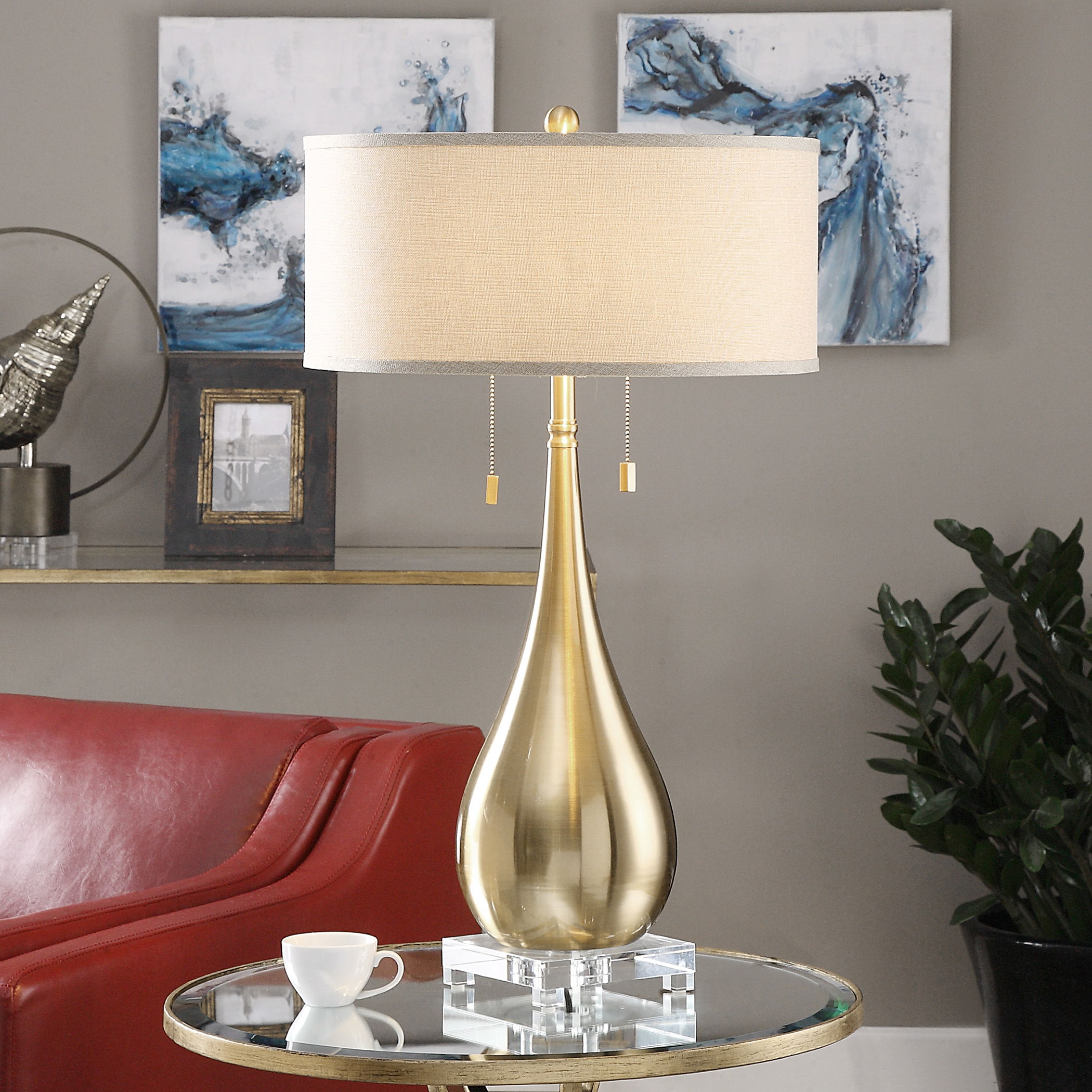 Lagrima Brushed Brass Lamp large image 