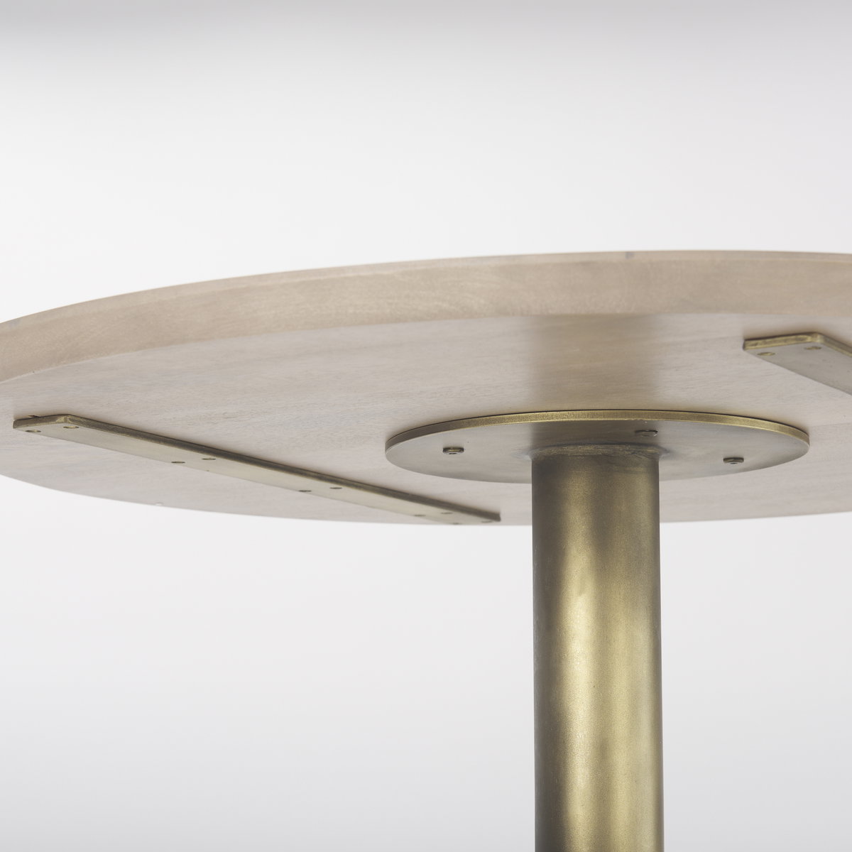 Maxwell 32' Round Pedestal Dining Table | Modern | Light Wood & Gold Metal/Light Wood | Seats 2, by Mercana, 32" length x 32" width x 36" height View 5