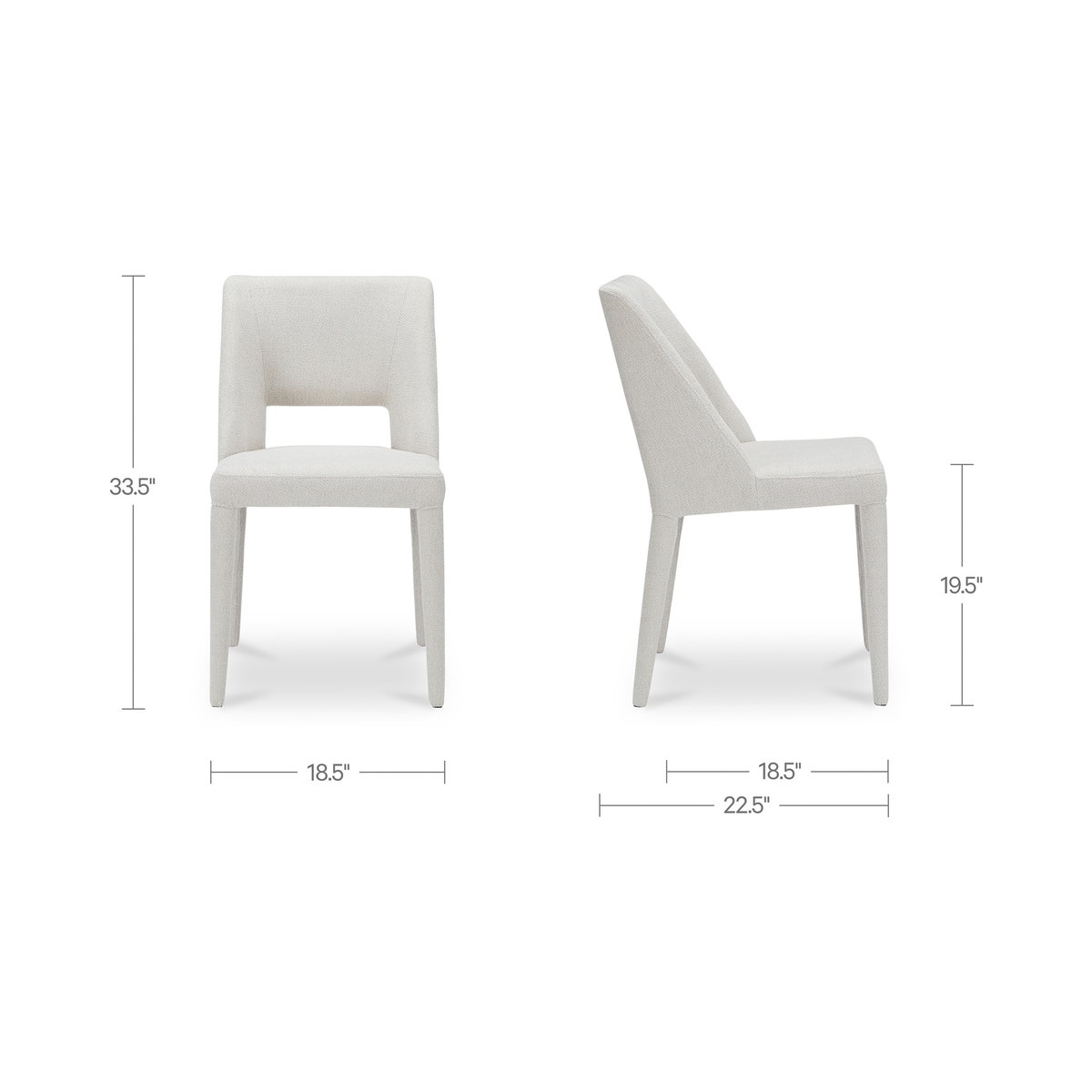 Joyce Dining Chair Beige-set Of Two, by Moe's Home, 18.5" width x 33.9" height x 22.6" depth View 9