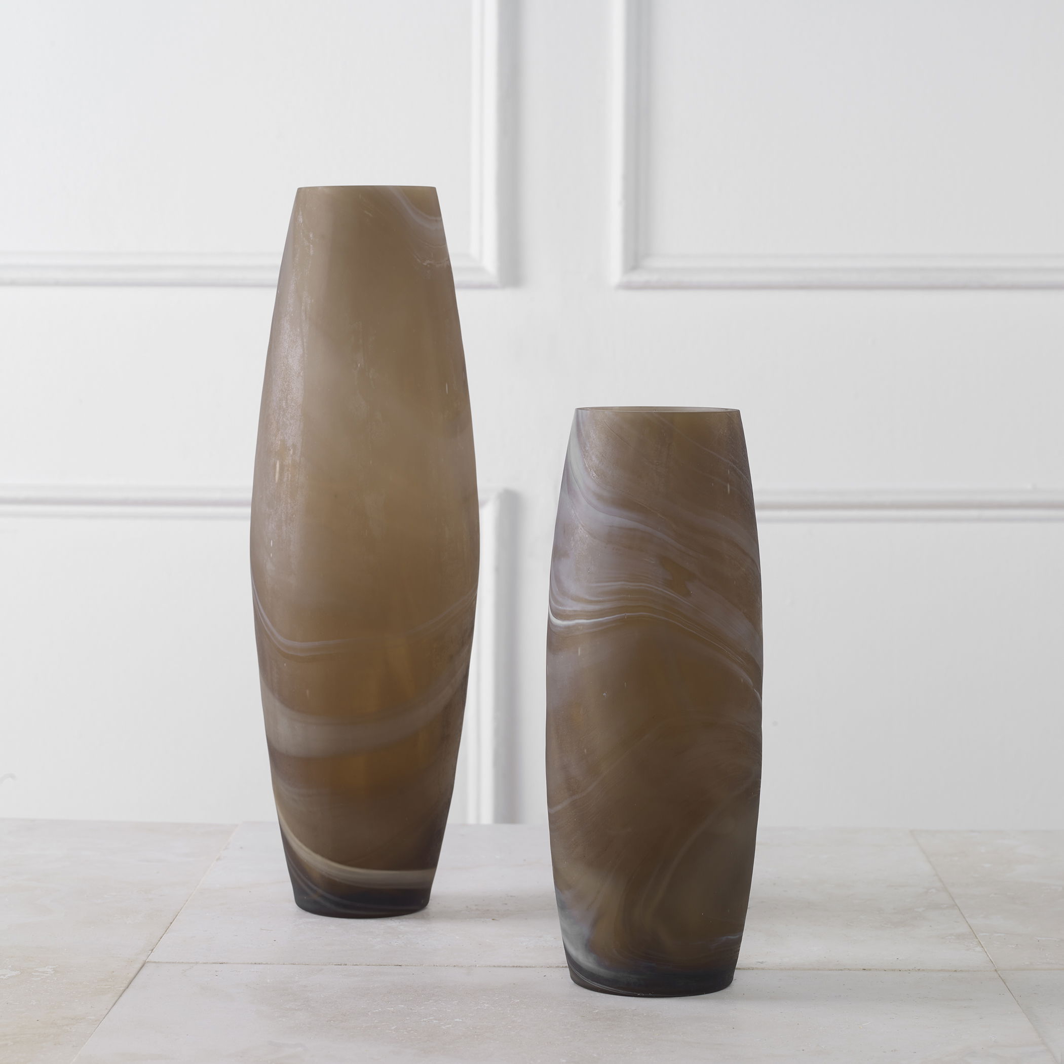 Delicate Swirl Caramel Glass Vases, Set/2 large image 