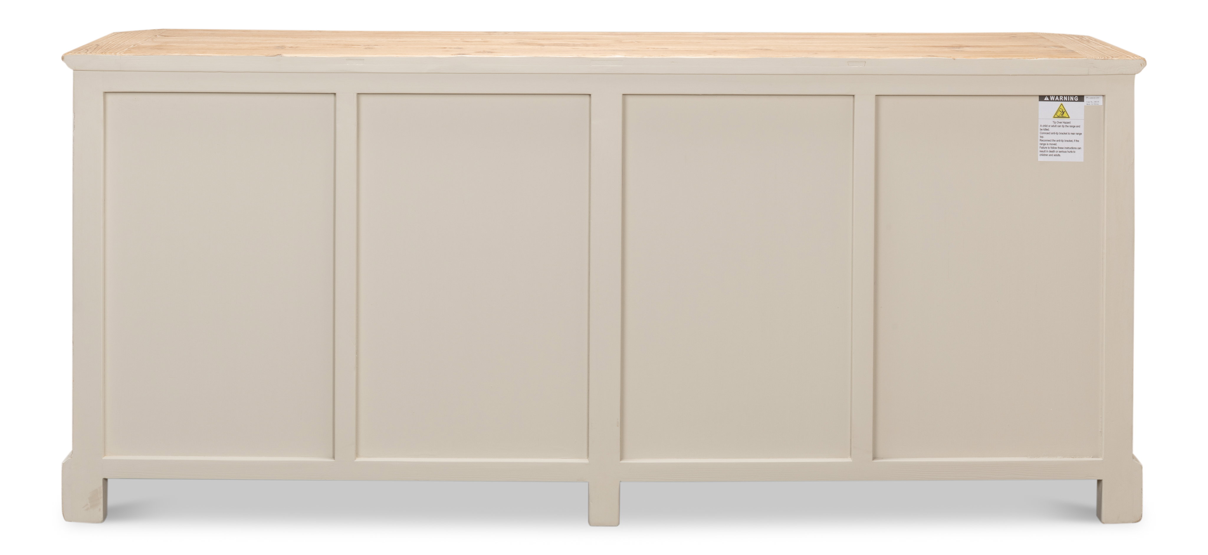 Antique Whitewash Sideboard, 4 Door, Cabinets & Sideboard by Sarreid, 83" length x 20" width x 36" height View 3