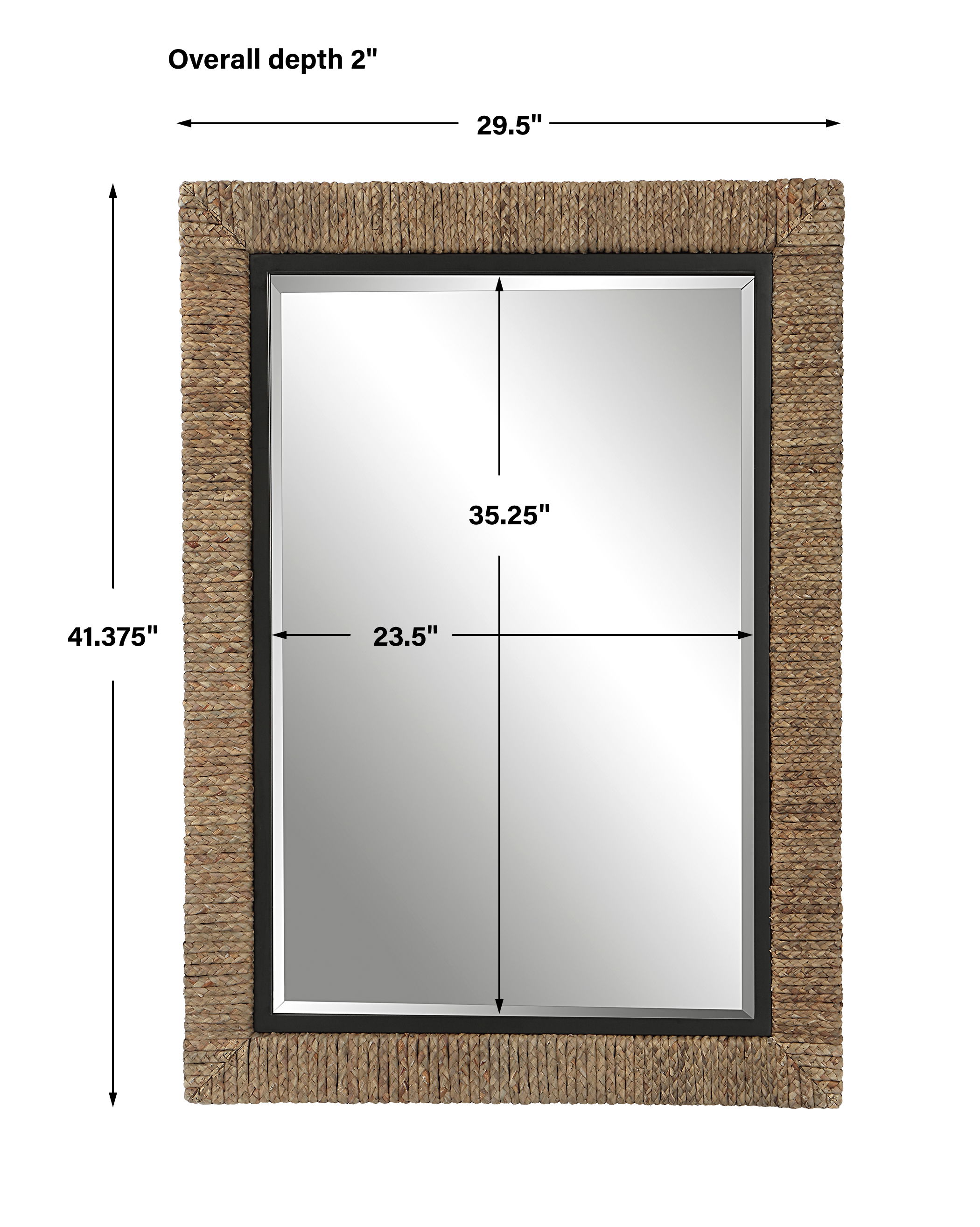 Island Braided Straw Mirror, by Uttermost, 29.5" width x 41.37" height x 2" depth View 3