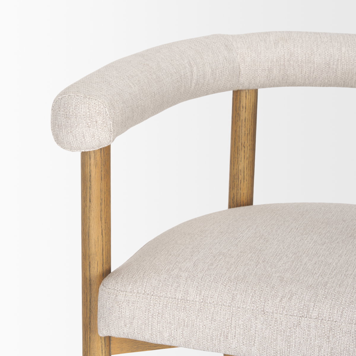 Arden Curved Back Dining Side Chair | Cream Twill with Brown Wood, Dining Chair by Mercana, 26" length x 21.5" width x 28" height View 8