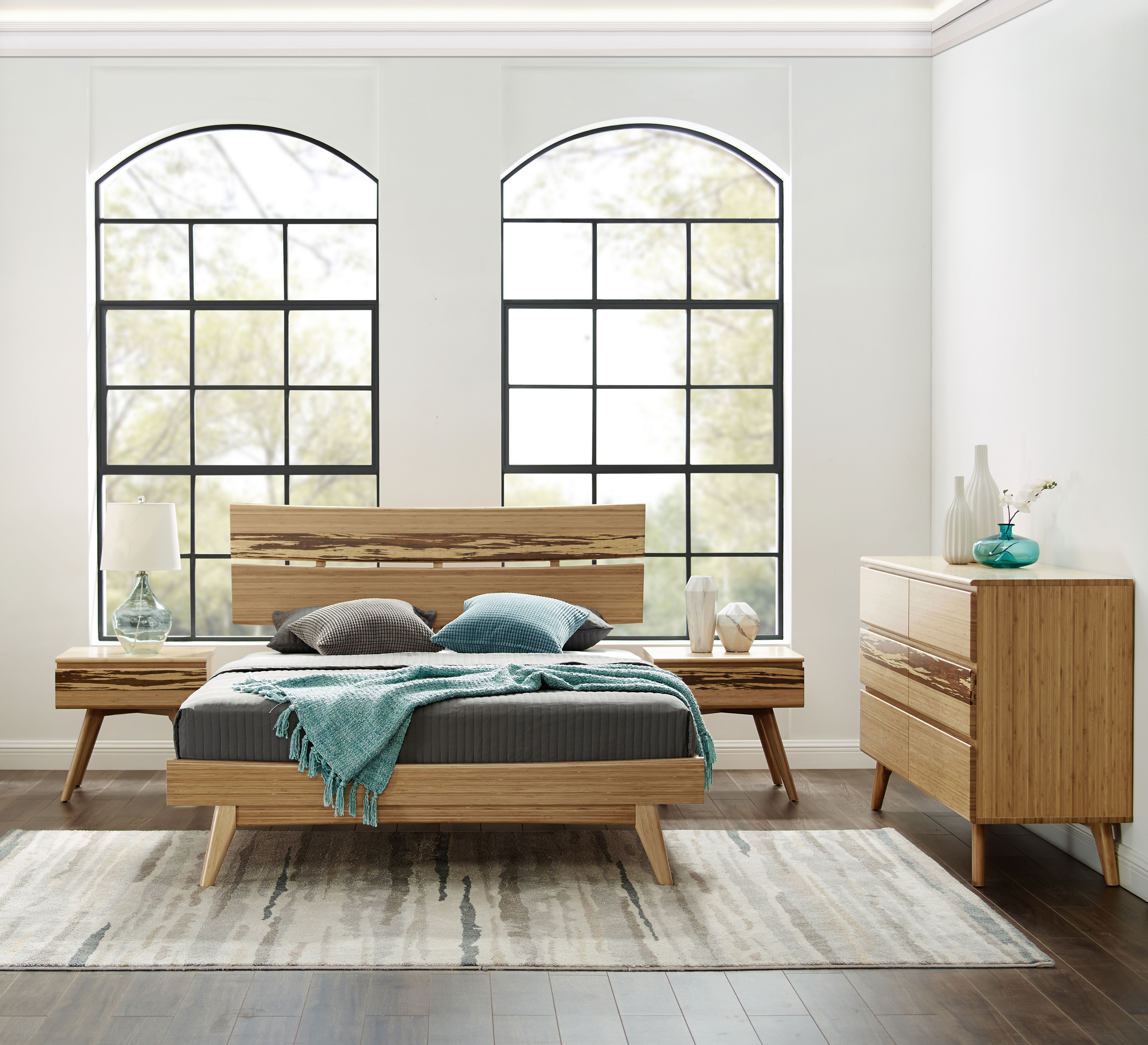 Azara Queen Platform Bed, Caramelized, by Greenington, 87" length x 64.5" width x 44" height View 12