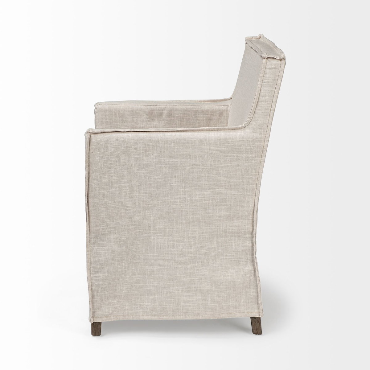Elbert Solid Back Dining Side Chair | Cream Fabric with Brown Wood, Dining Chair by Mercana, 23.5" length x 22" width x 35.25" height View 5