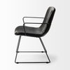 Sawyer Solid Back Dining Arm Chair | Black Faux Leather with Black Iron, Dining Chair by Mercana, 23.23" length x 25.59" width x 33.07" height thumbnail 4
