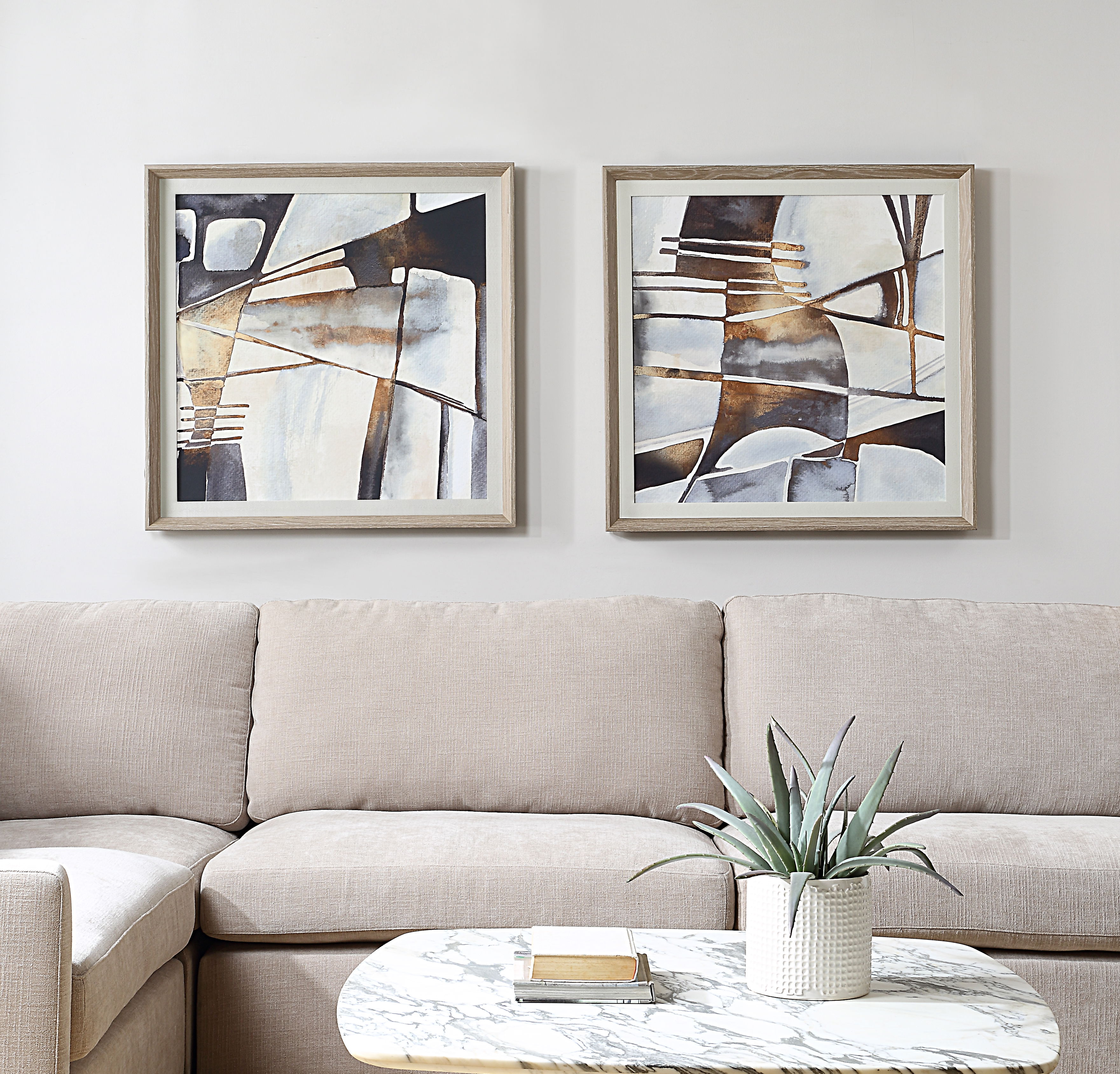Vetrina Framed Abstract Prints Set/2, Painting by Uttermost, 34.87" width x 34.87" height x 2" depth View 2