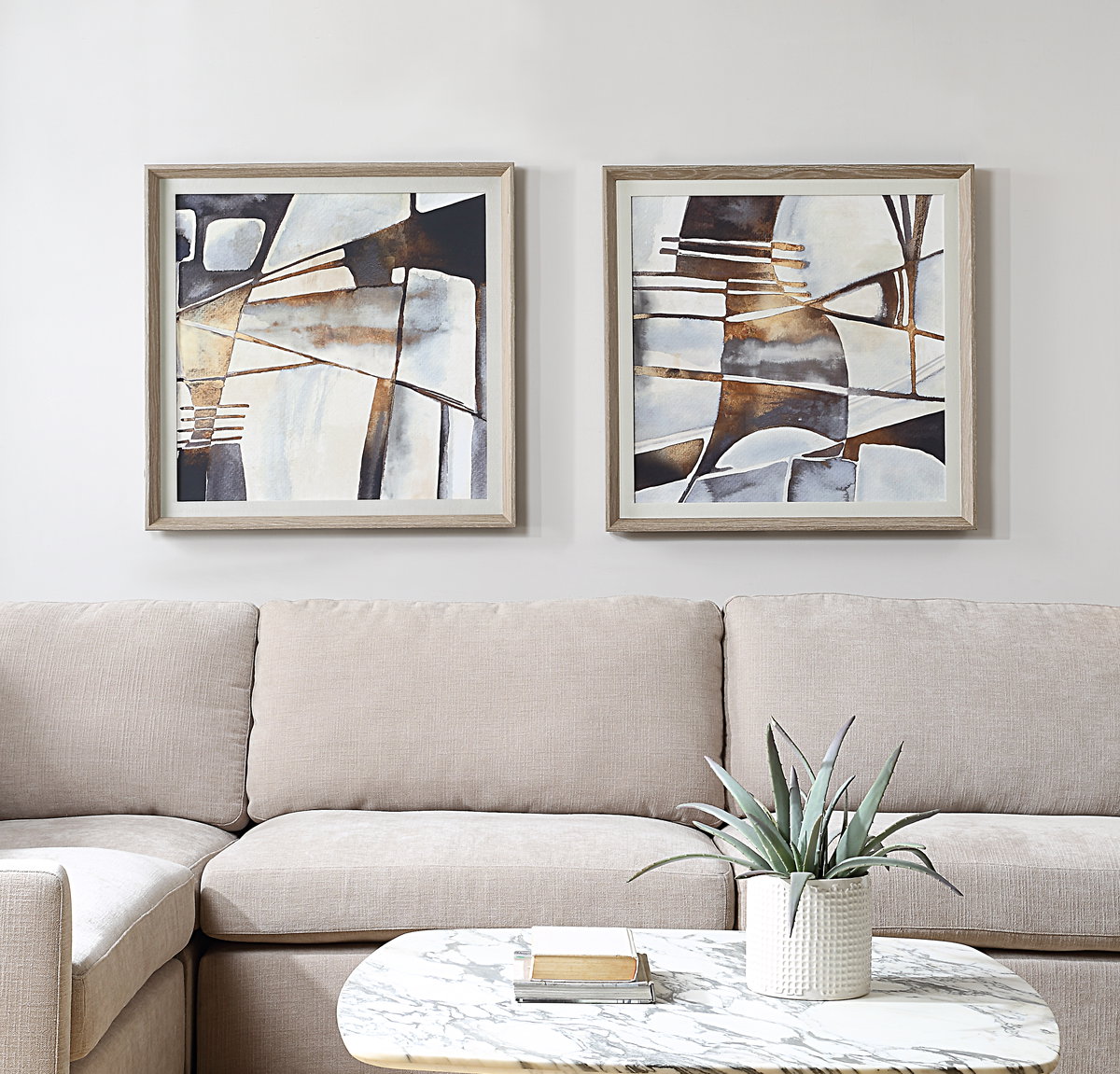 Vetrina Framed Abstract Prints Set/2, Painting by Uttermost, 34.87" width x 34.87" height x 2" depth View 2
