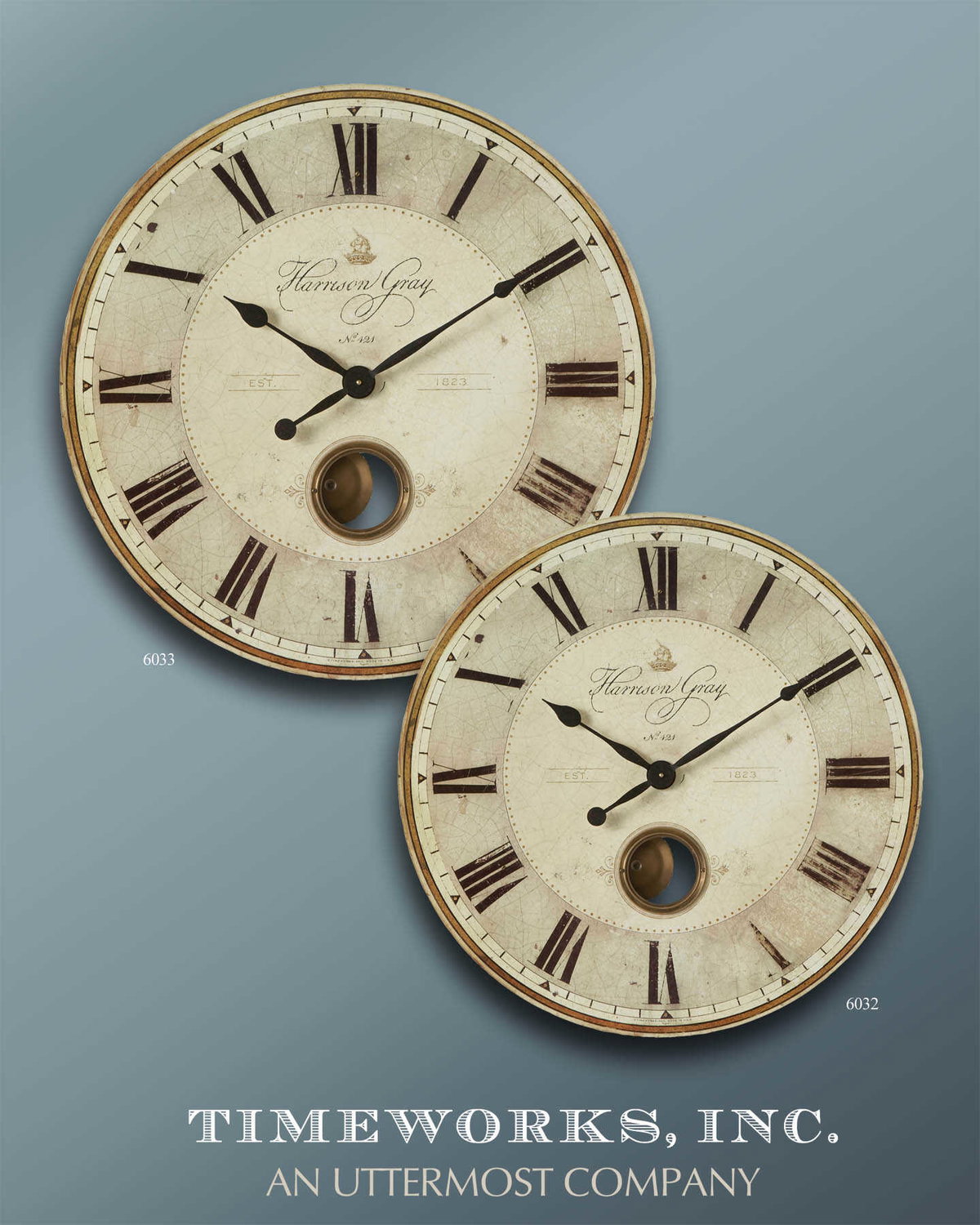 Harrison Gray 23' Clock, by Uttermost, 23" width x 23" height x 2" depth View 3