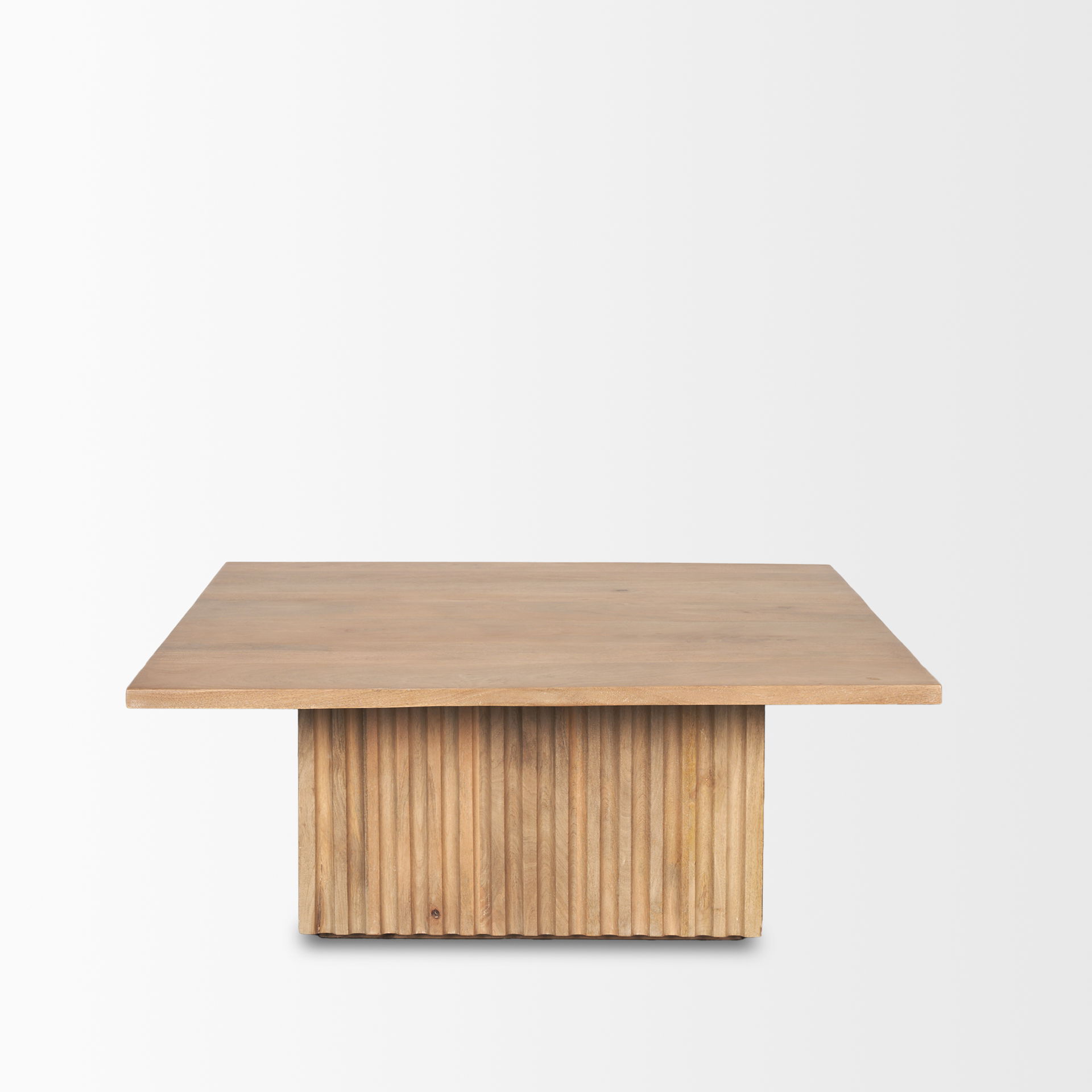 June Light Brown Wood with Fluting Square Coffee Table large image 