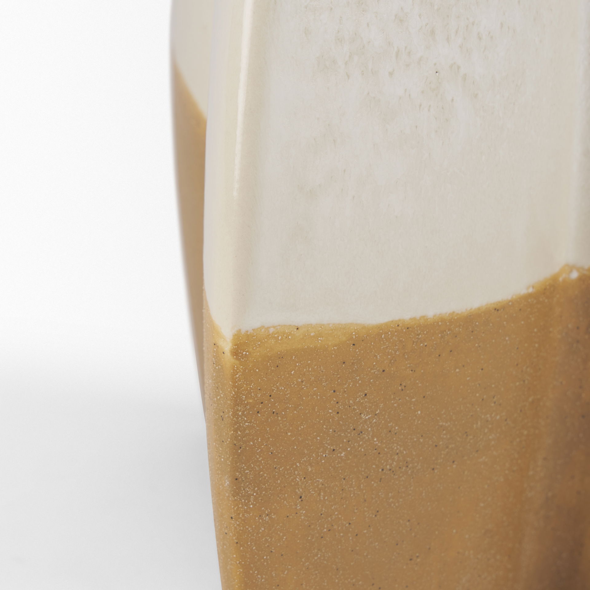 Vania Large Off White with Tan Textured Ceramic Vase, by Mercana, 10.43" length x 8.03" width x 15.5" height View 10