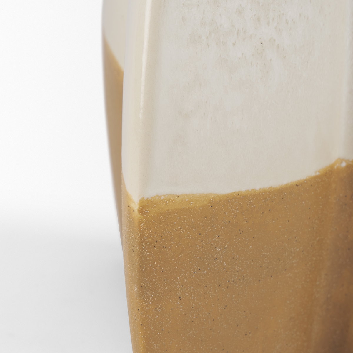 Vania Large Off White with Tan Textured Ceramic Vase, by Mercana, 10.43" length x 8.03" width x 15.5" height View 10