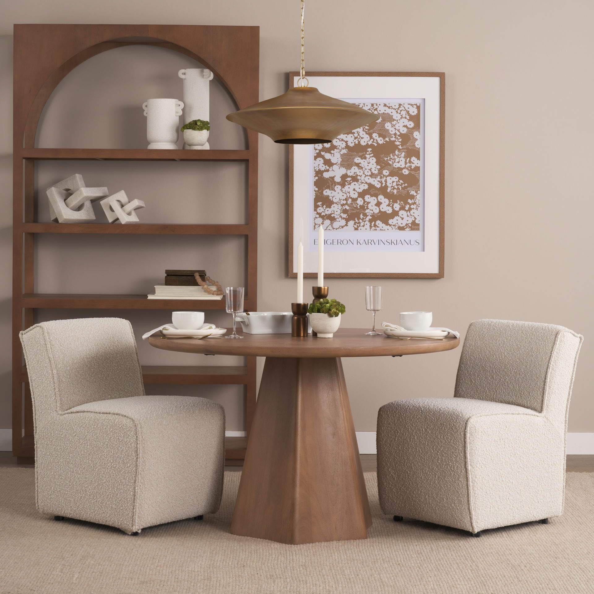 Titus 1-Light Brass Finished Metal Disc Pendant, by Mercana, 24" length x 24" width x 8" height View 2