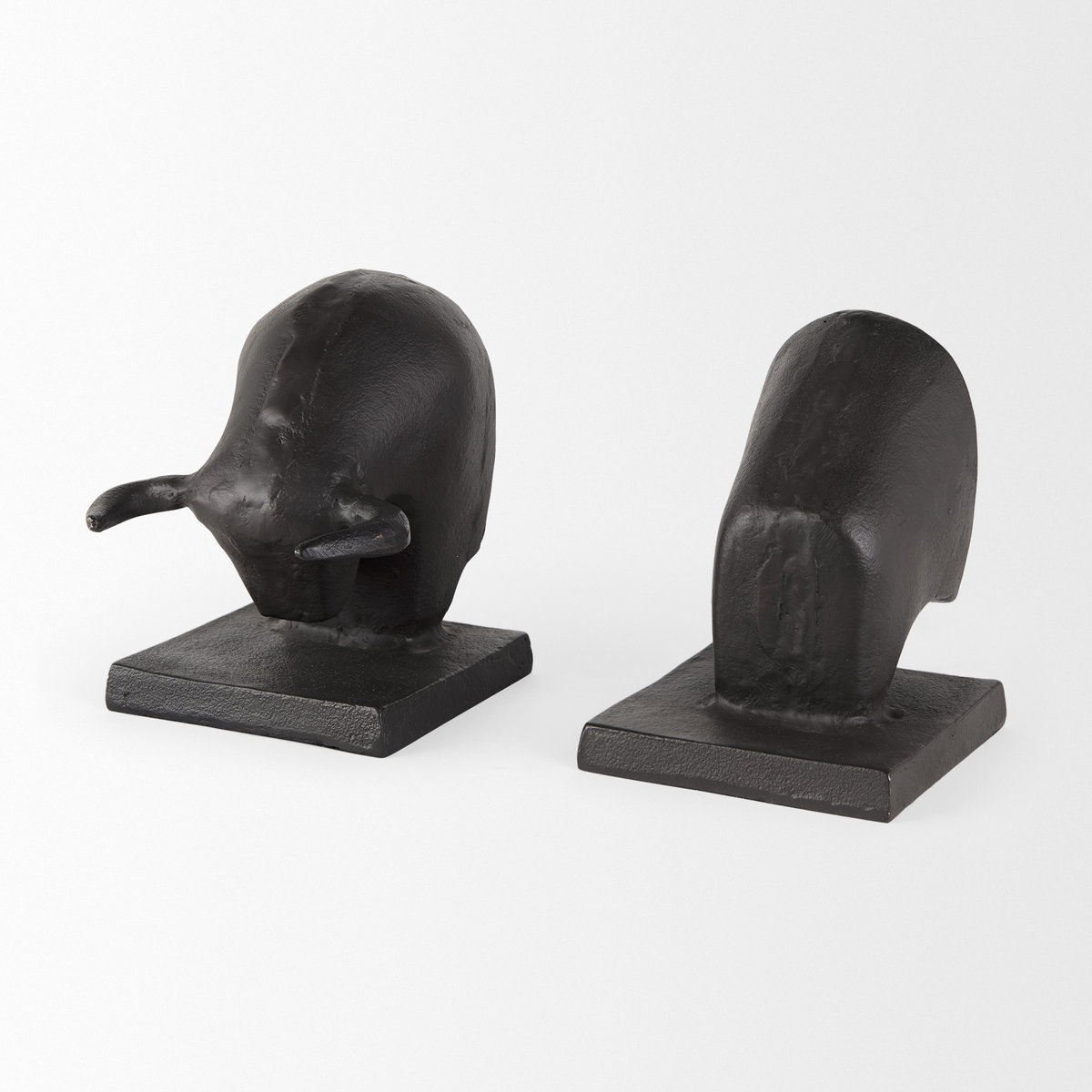 Tauro III (Set of 2) 10L x 5W Black Cast Aluminum Raging Bull Bookends, by Mercana, 9.5" length x 4.25" width x 5.75" height View 9