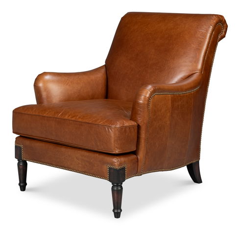Gaston Distilled Leather Chair, Brown