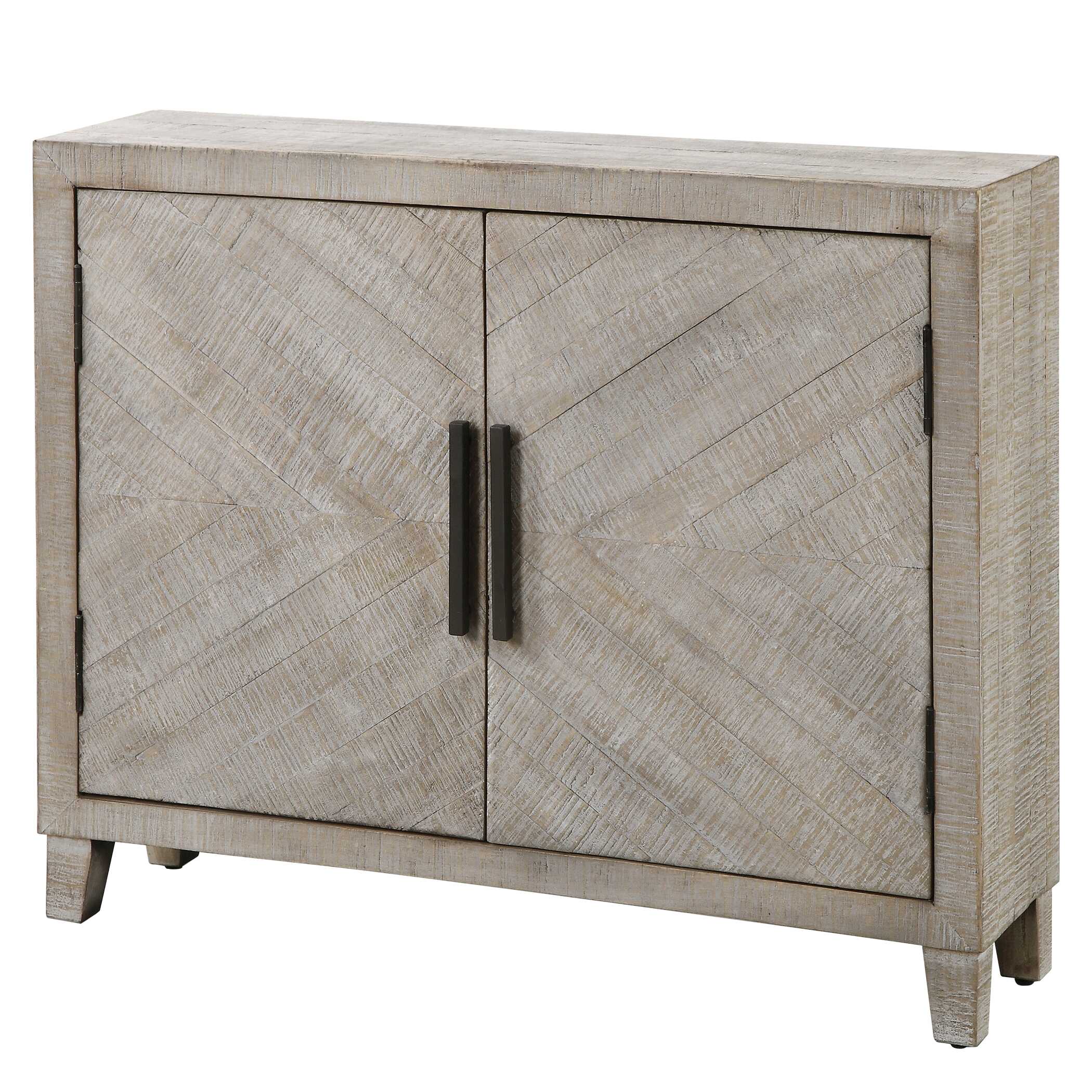Adalind White Washed Accent Cabinet, Furniture by Uttermost, 40" width x 31.75" height x 11" depth View 9