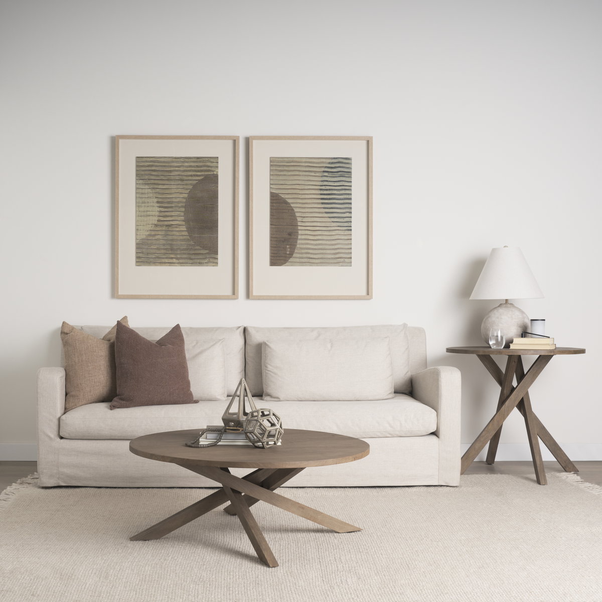 Geom  Tan Ceramic Geometric Object, Decorative Object by Mercana, 7.09" length x 7.09" width x 7.09" height View 2