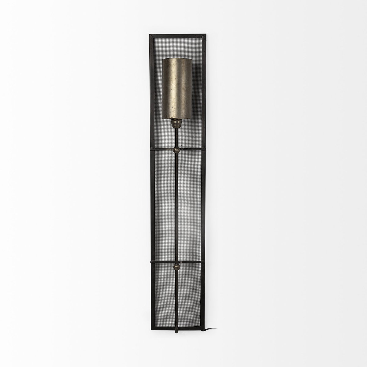 Newcomb 7x53.5 Gold/Black Metal Meshed Rectangular Wall Sconce, by Mercana, 7" length x 10" width x 53.5" height View 3
