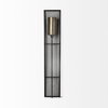 Newcomb 7x53.5 Gold/Black Metal Meshed Rectangular Wall Sconce, by Mercana, 7" length x 10" width x 53.5" height thumbnail 3