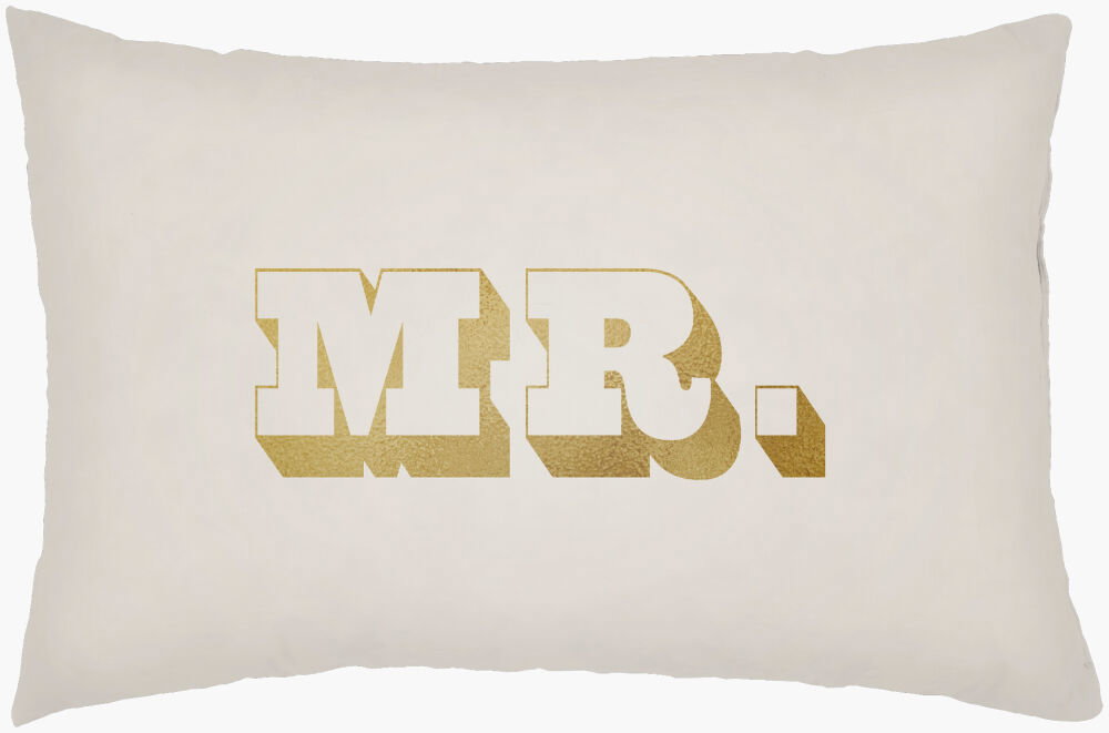 Mr & Mrs Lumbar Pillow, Decorative Pillow by Surya, 14" length x 22" width