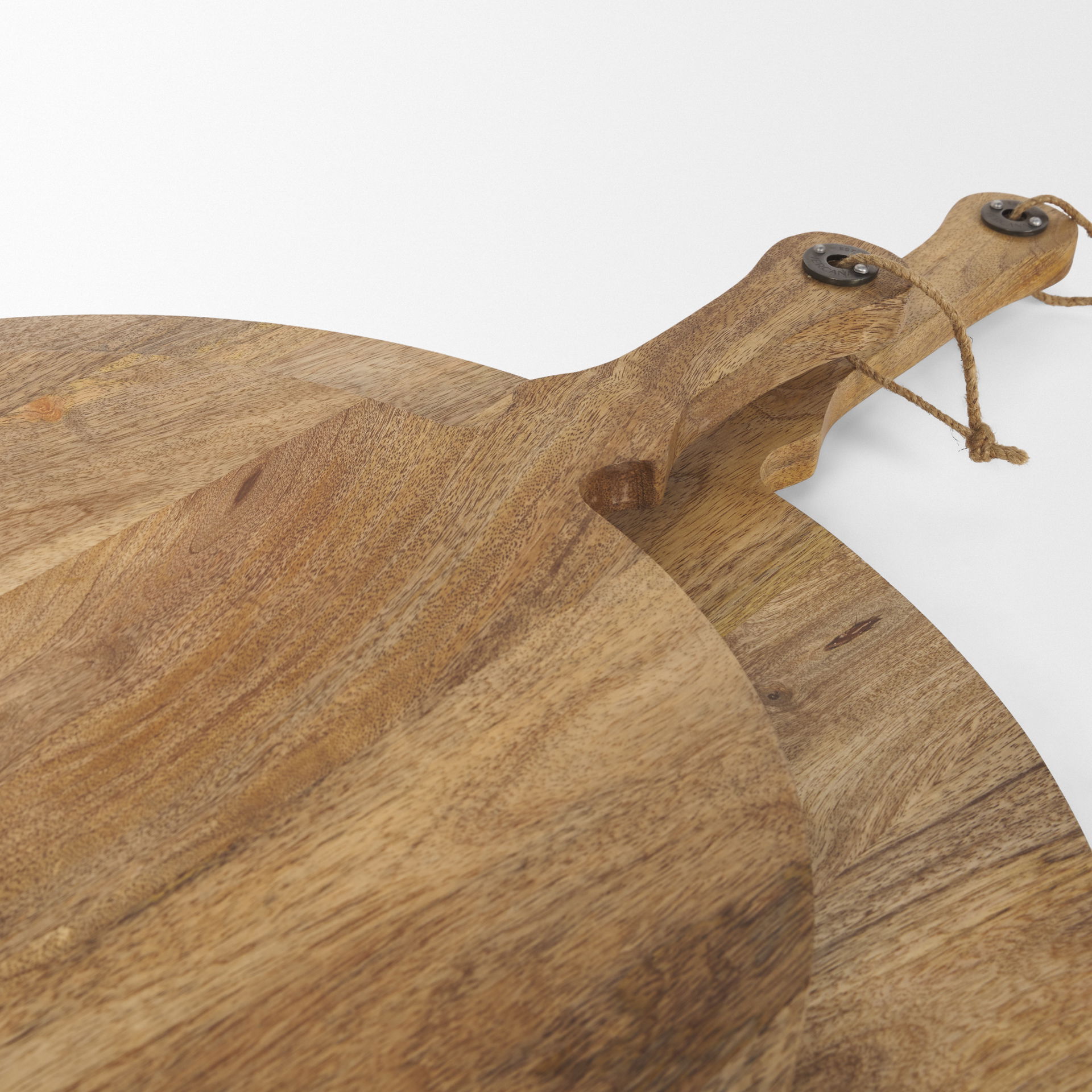 Karana Natural Solid Wood Round Serving Boards, Decorative Tray by Mercana, 32.5" length x 22.5" width x 1.5" height View 5