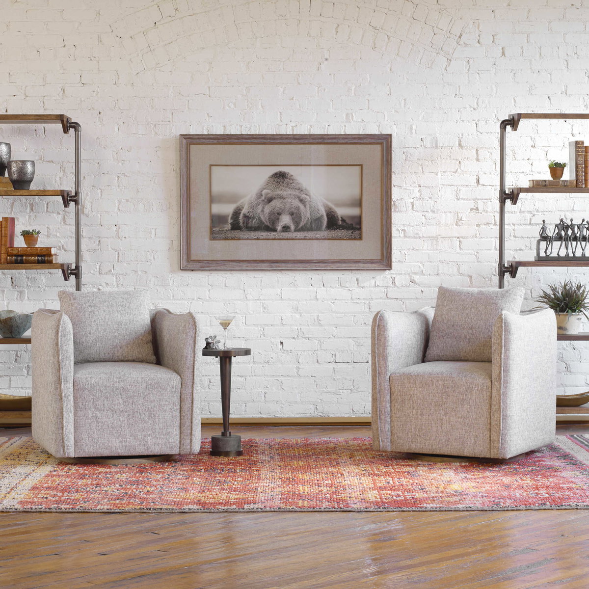Corben Gray Swivel Chair, Accent Chair by Uttermost, 30" width x 30" height x 30" depth View 9