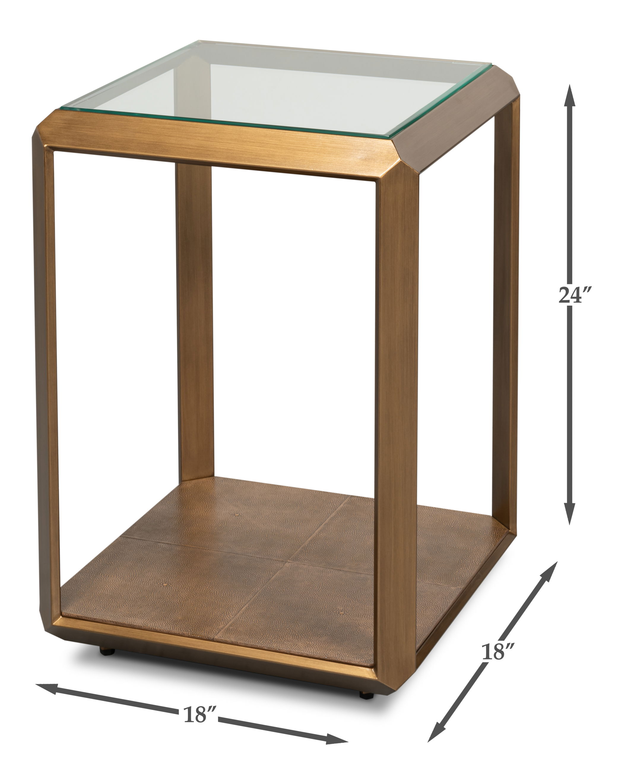 Gilbert Shagreen Side Table, Tawny Brown, Side & End Table by Sarreid, 18" length x 18" width x 24" height View 11
