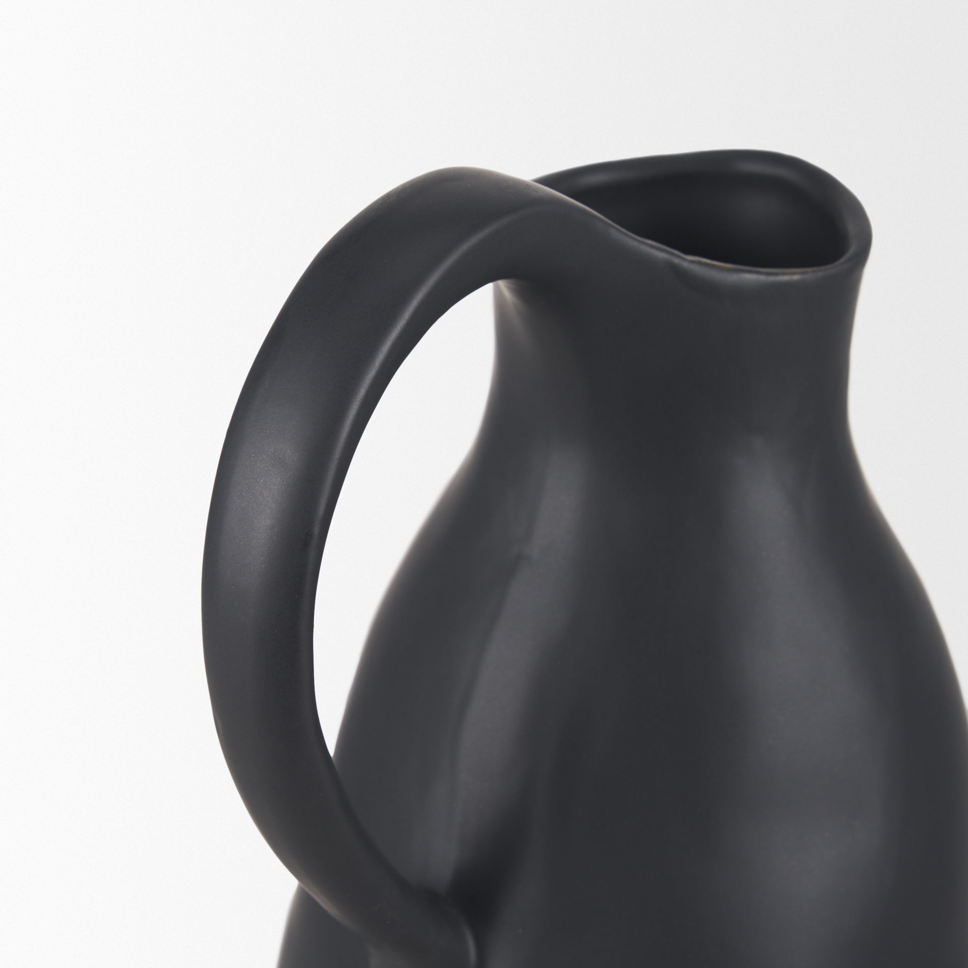 Valora Matte Black Ceramic Jug, Decorative Jar by Mercana, 7.09" length x 5.31" width x 14.76" height View 8
