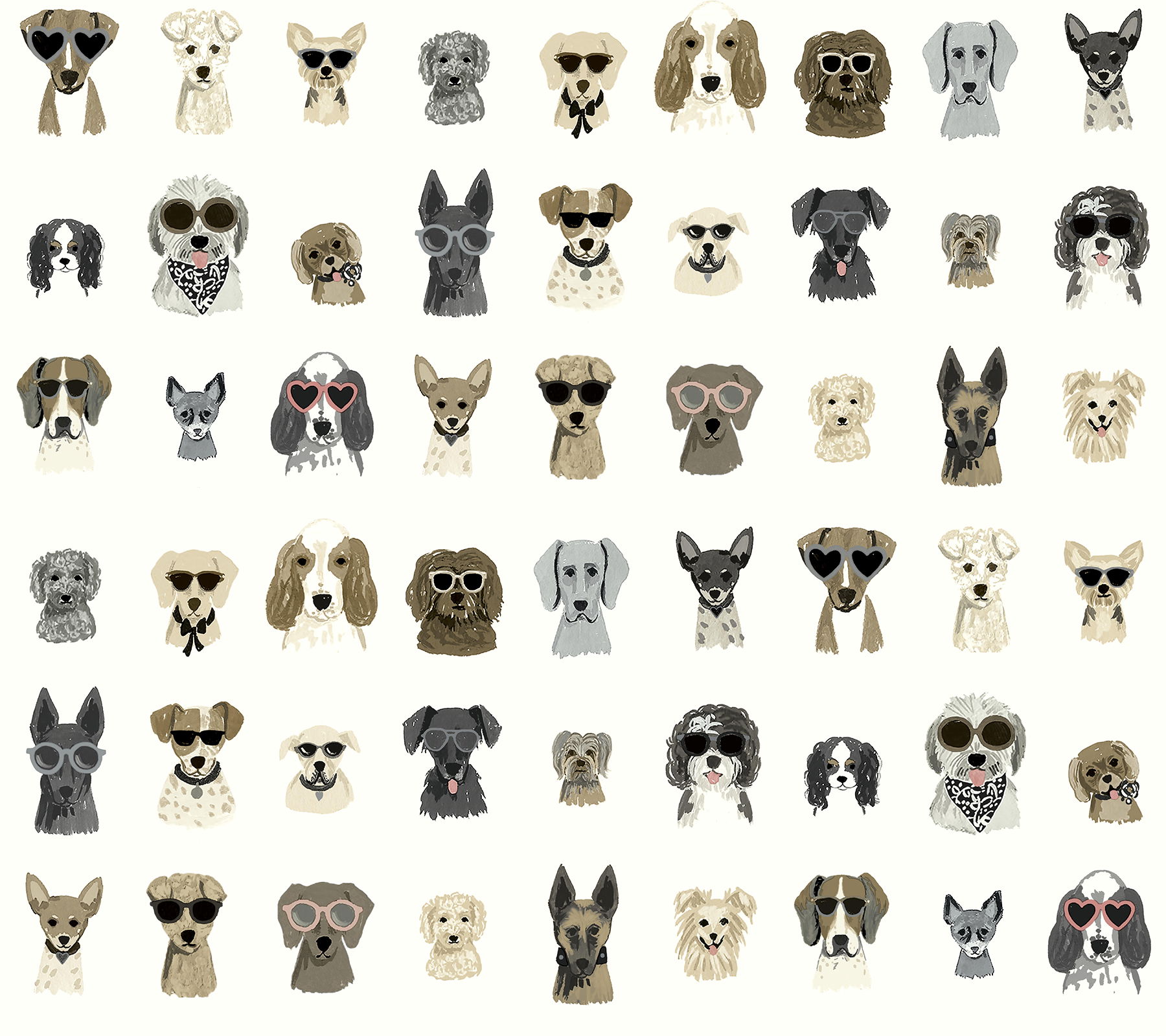 Dog Days Grey Peel & Stick Wallpaper large image 