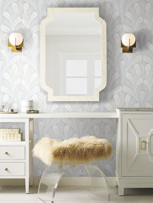 Shell Damask Blue Wallpaper
