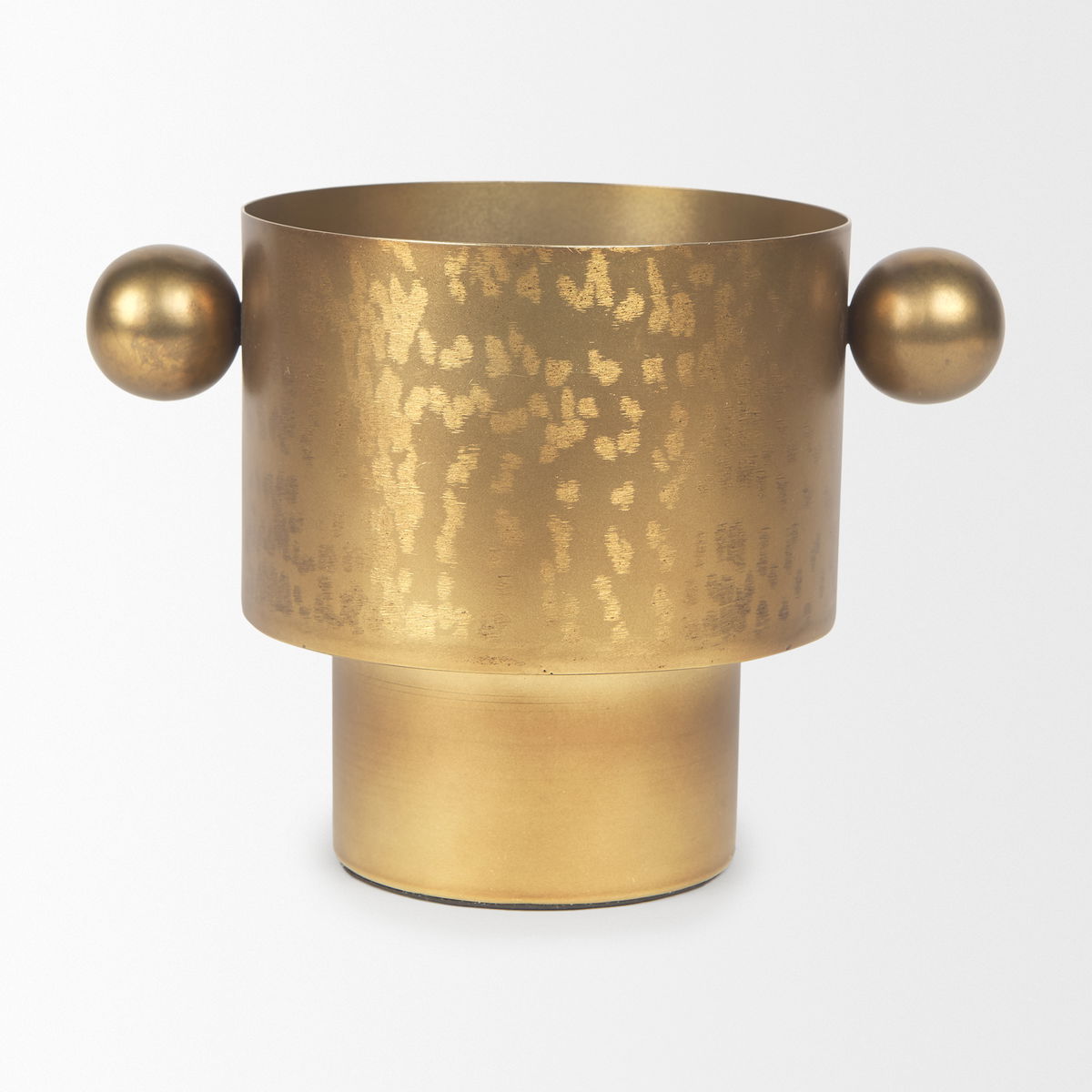 Juno 6.5H Medium Gold Iron Medium Vase, by Mercana, 8.5" length x 6" width x 6.5" height View 3