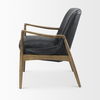 Westan Black Genuine Leather with Medium Brown Wood Accent Chair thumbnail 3
