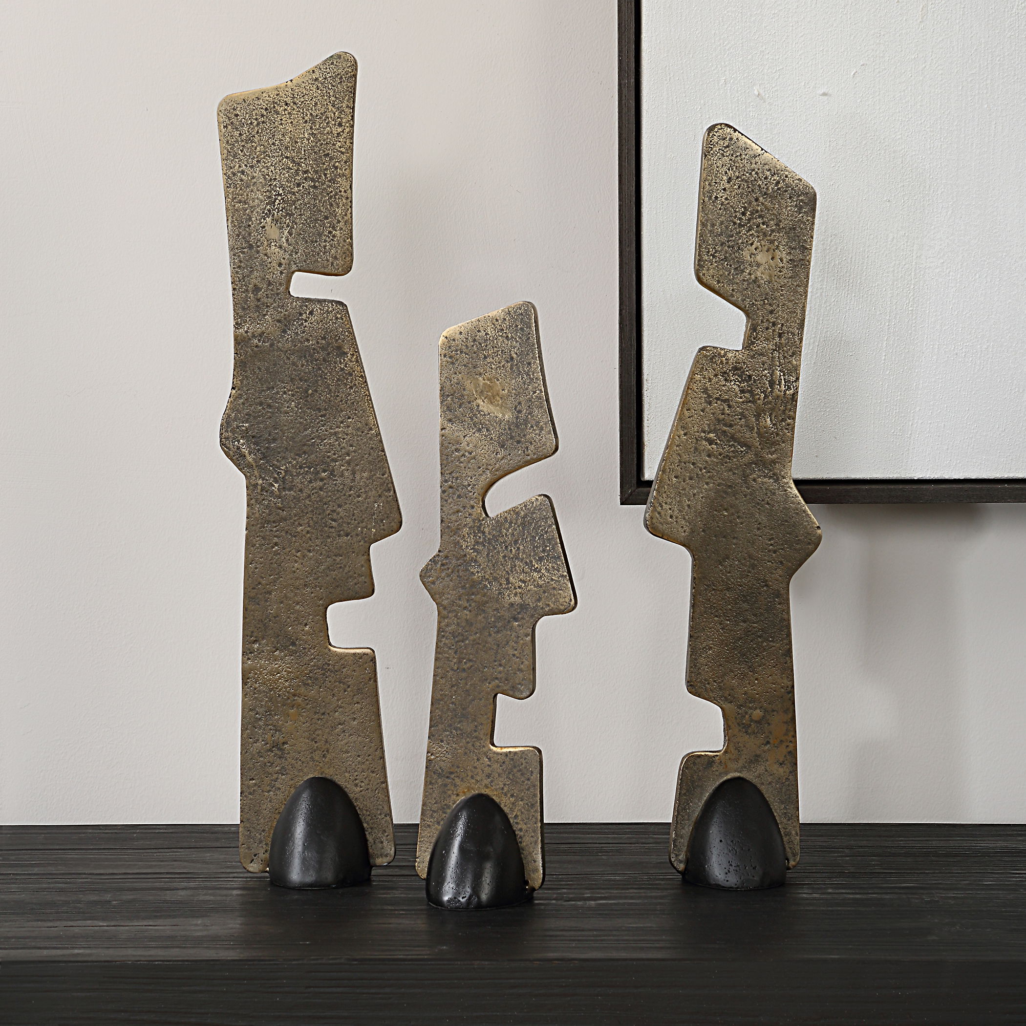 Geometric Echoes Bronze Sculptures Set/3 large image 