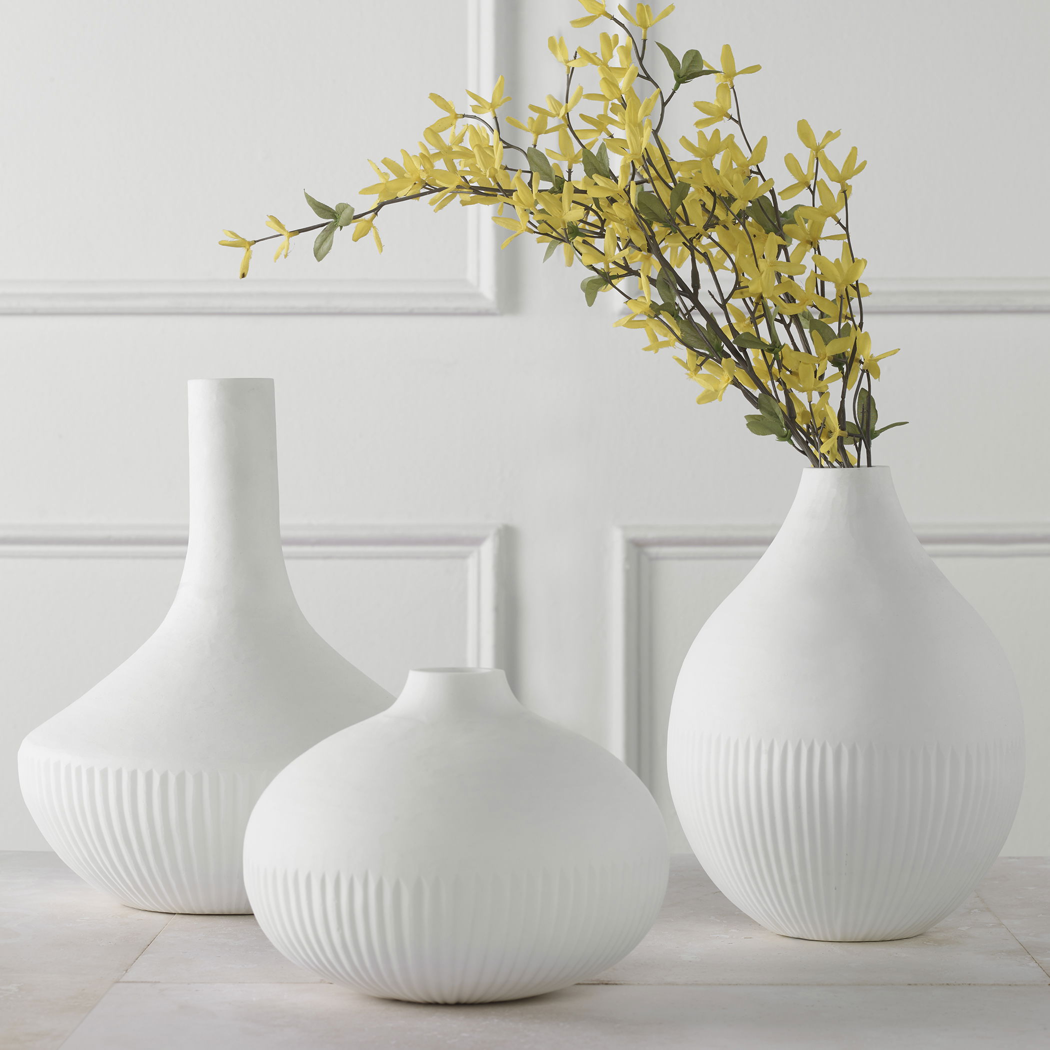 Apothecary Satin White Vases, Set/3 large image 